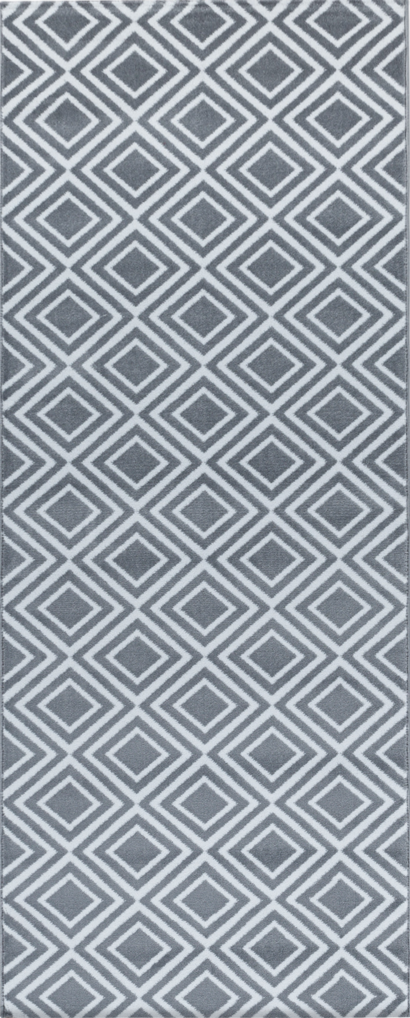 Geometric Repeating Diamond Pattern Rug - Gray