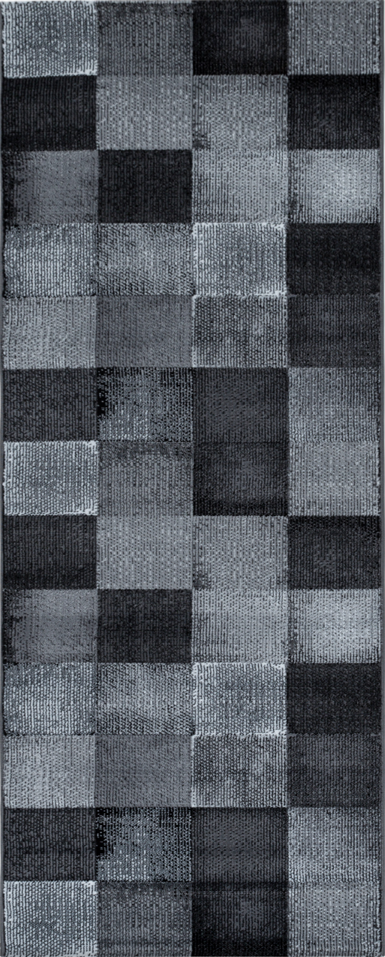 Contemporary Distressed Grid Pattern Rug | BlacK