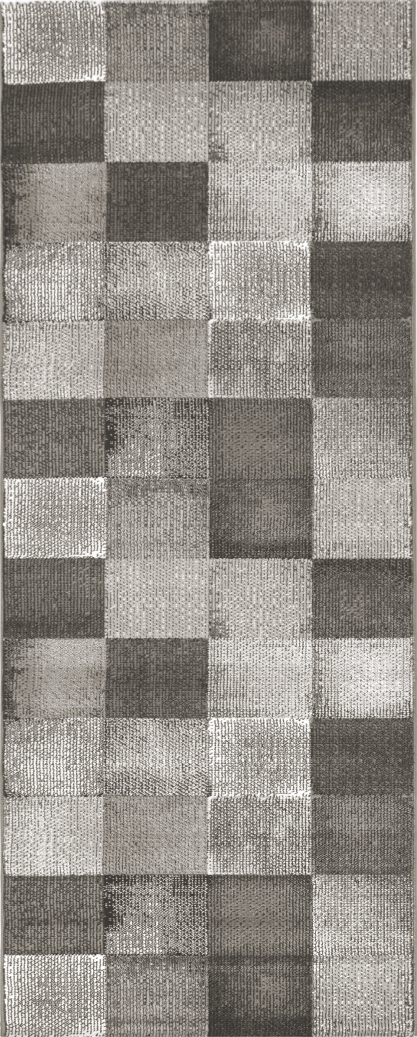 Contemporary Distressed Grid Pattern Rug | Brown