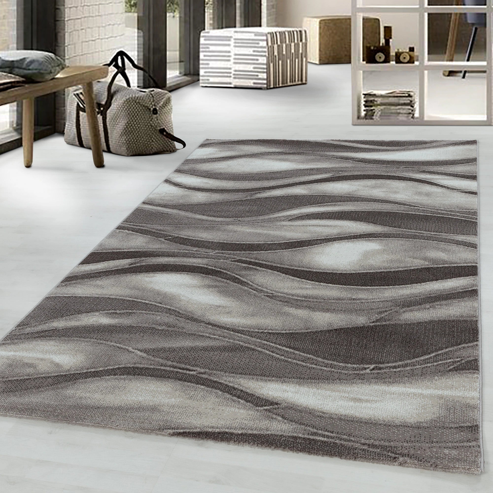 Waves Chic Area Rug | Brown