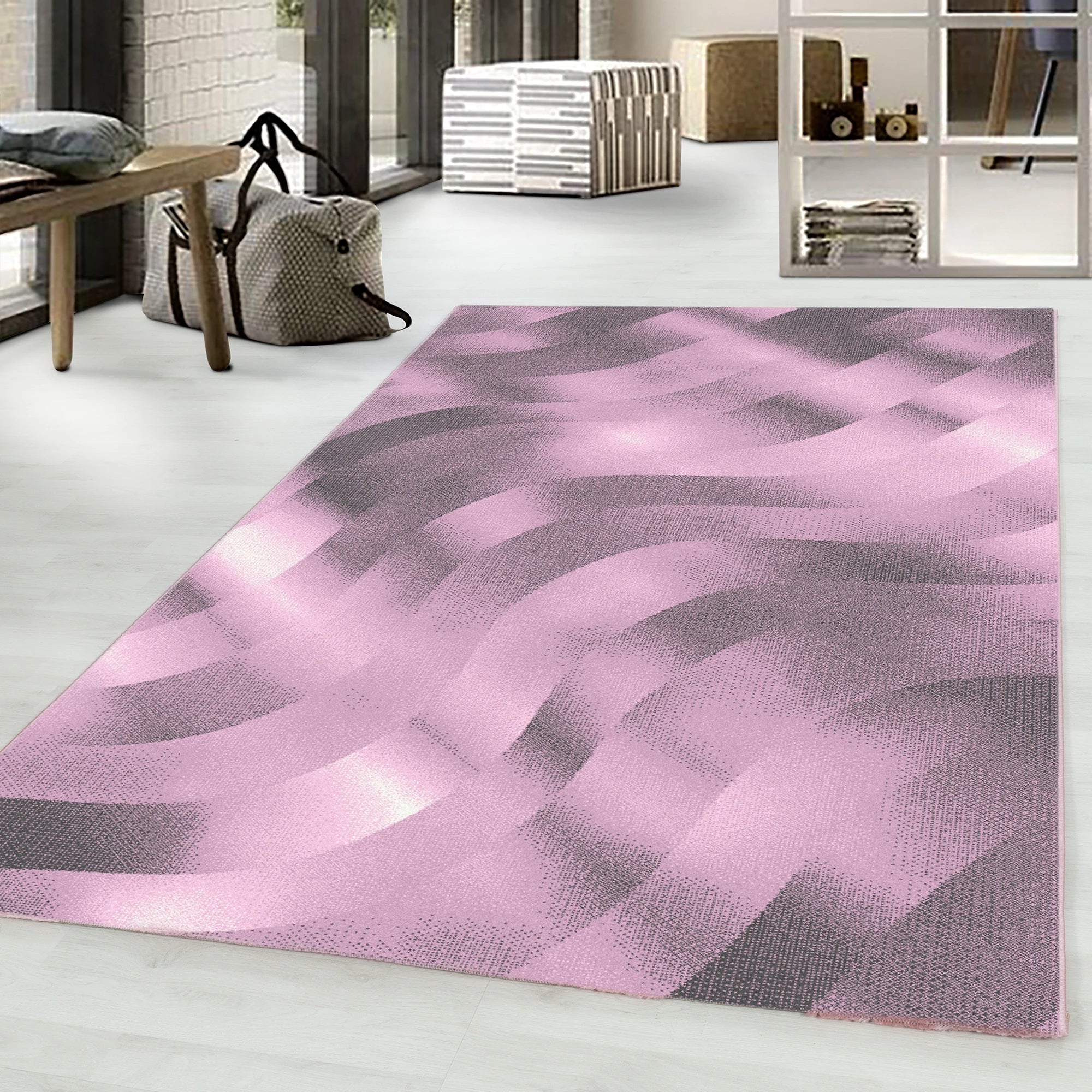 Abstract Waves Living Room | Pink