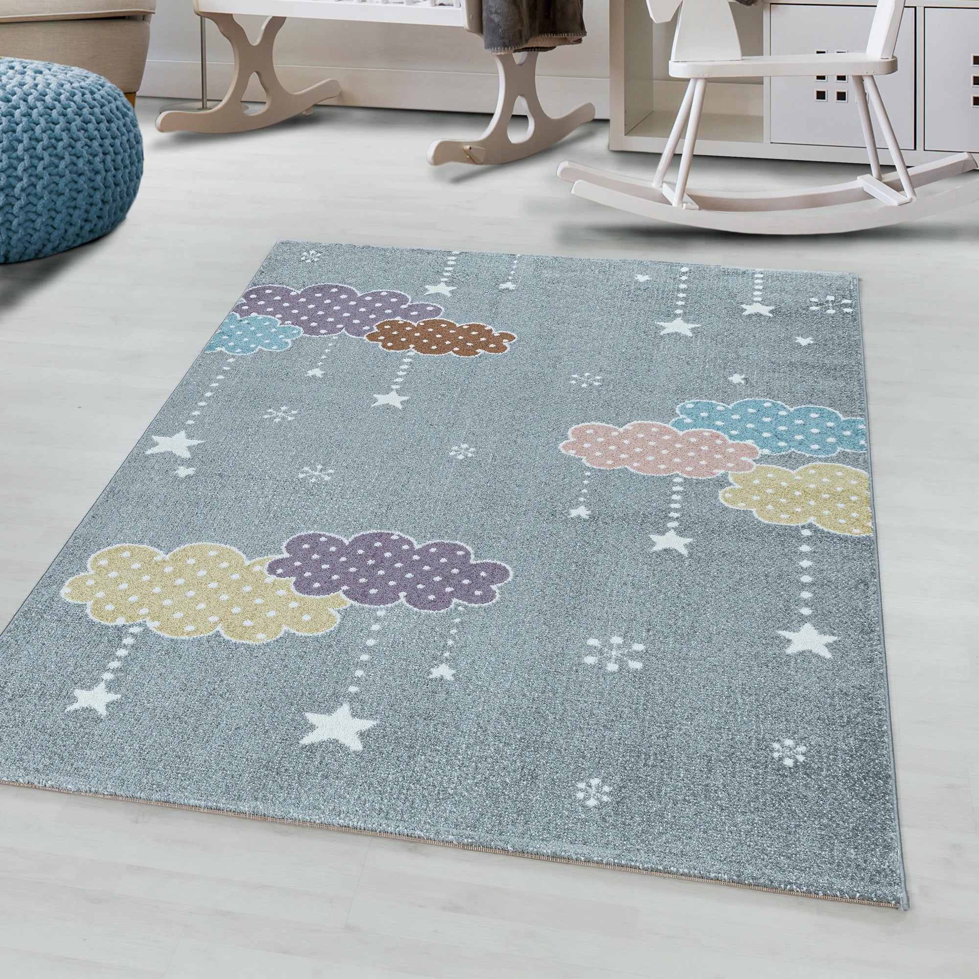 Moon And Stars Chic Kids Rug | Grey