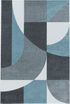 Abstract Mid-Century Curve Rug - Blue Blue