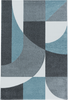 Abstract Mid-Century Curve Rug - Blue 