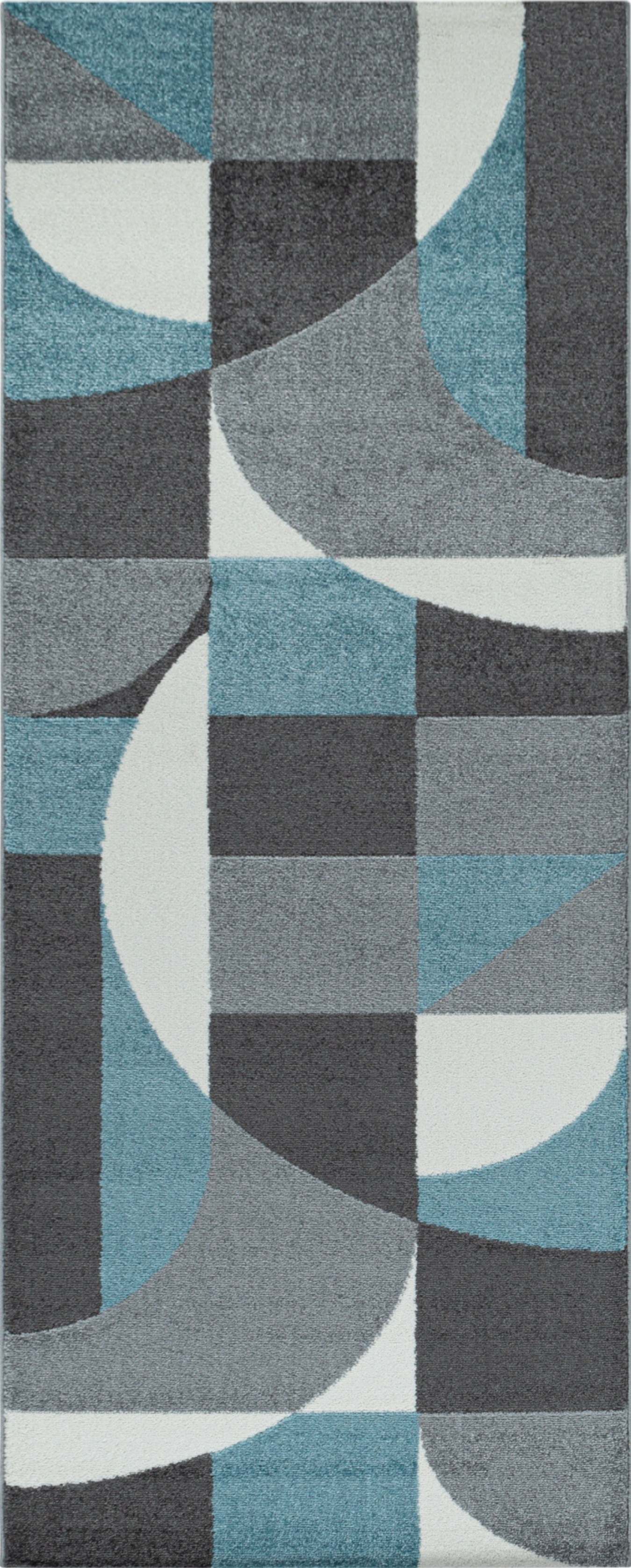 Abstract Mid-Century Curve Rug - Blue