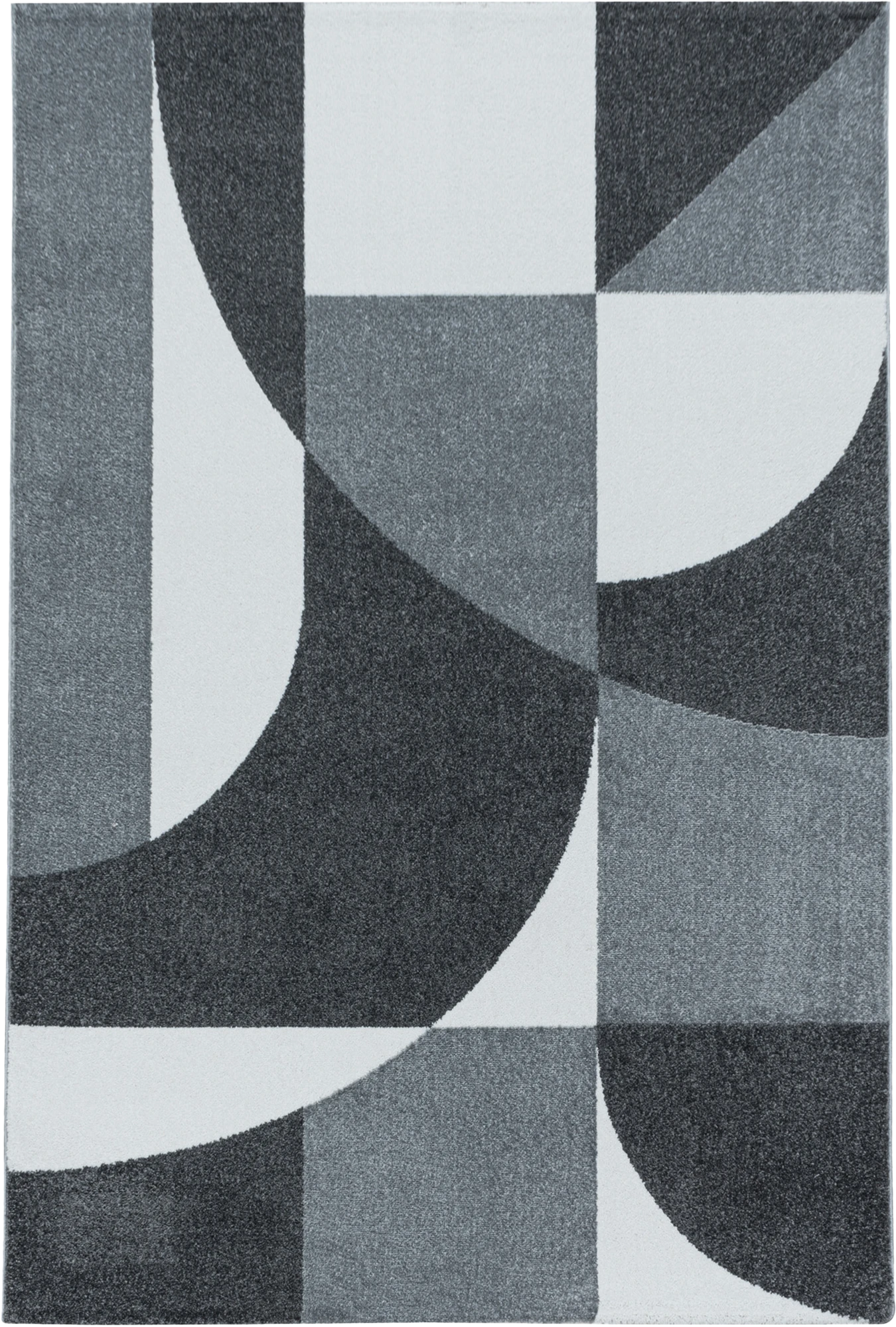 Abstract Mid-Century Curve Rug - Gray