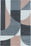 Abstract Mid-Century Curve Rug - Rose Pink
