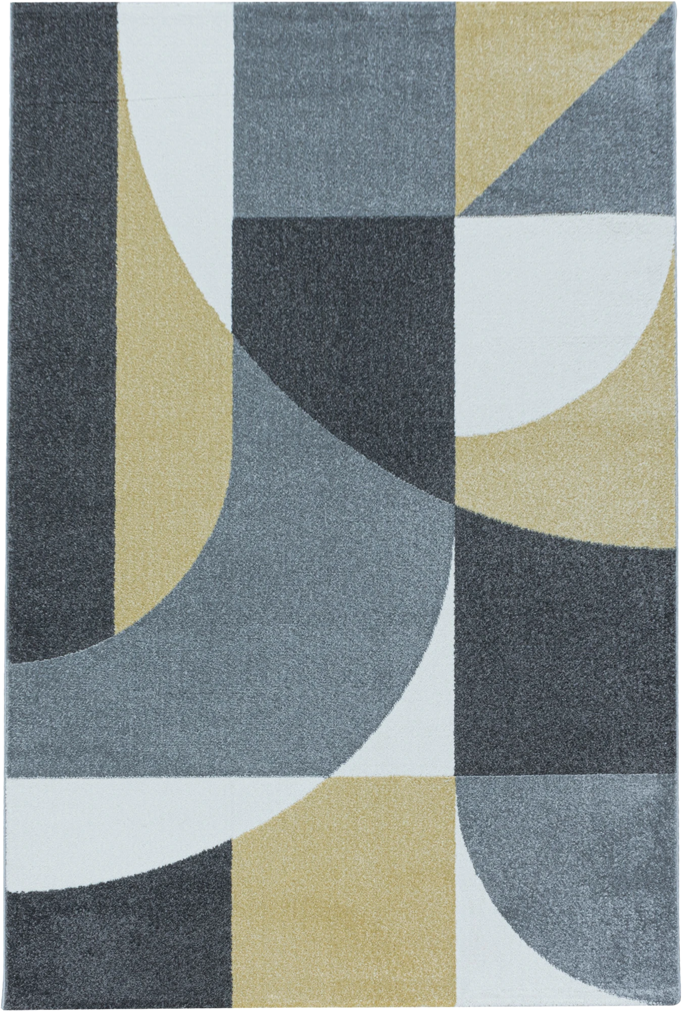 Abstract Mid-Century Curve Rug - Yellow