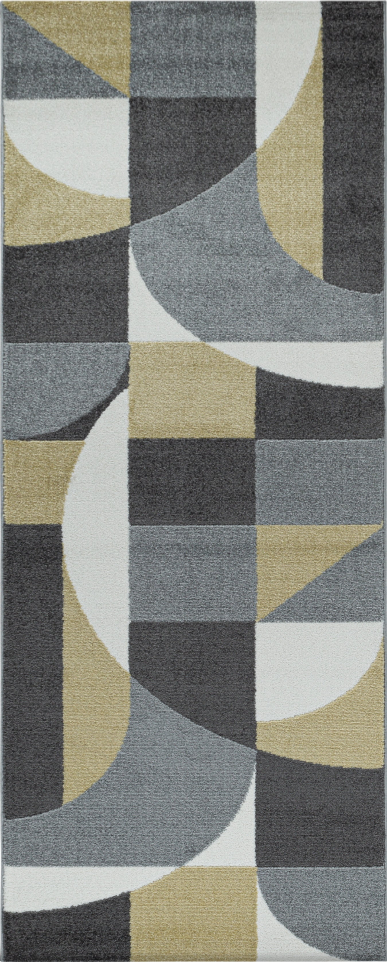 Abstract Mid-Century Curve Rug - Yellow