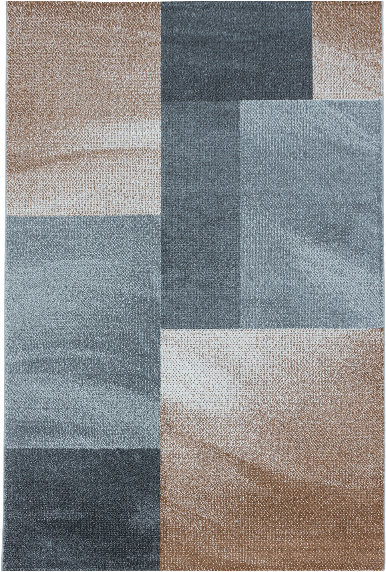 Modern Abstract Color Block Area Rug - Copper