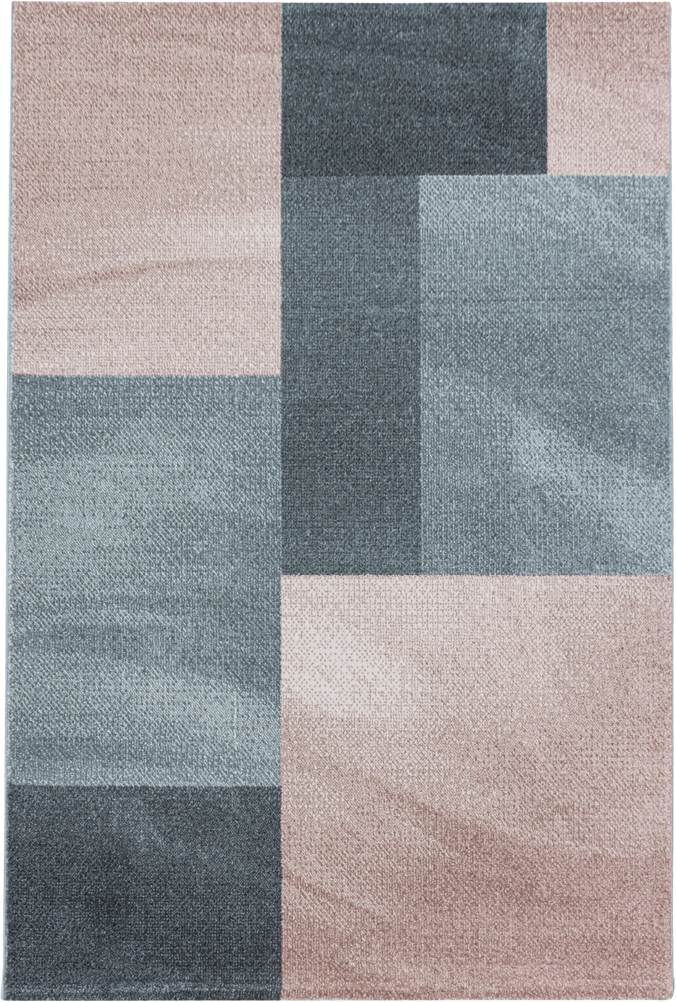 Modern Abstract Color Block Area Rug - Rose