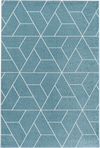Geometric 3D Cube Line Pattern Area Rug | Blue Blue