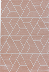 Geometric 3D Cube Line Pattern Area Rug | Rose Pink