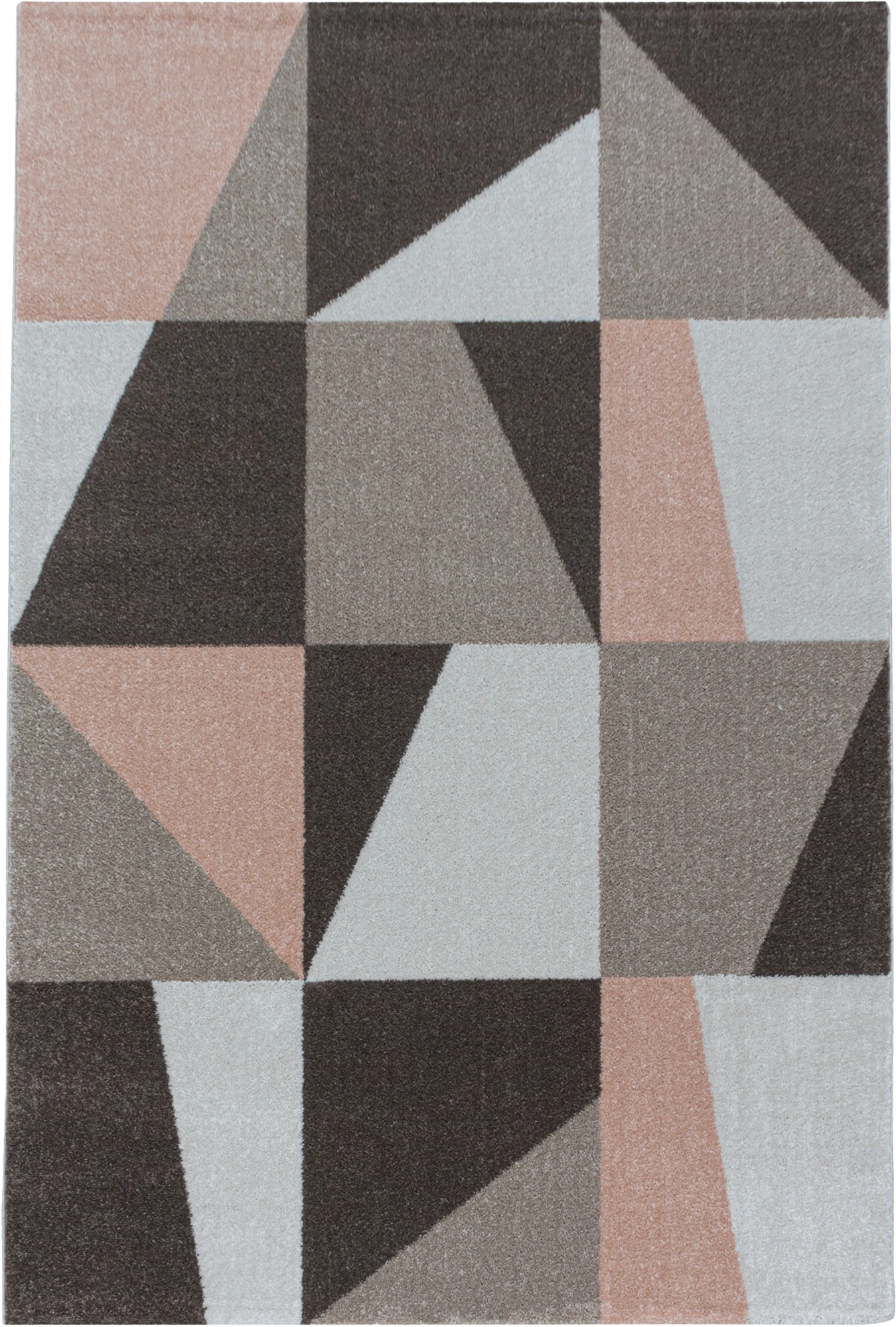 Modern Color Block Polygon Pattern Rug | Rose