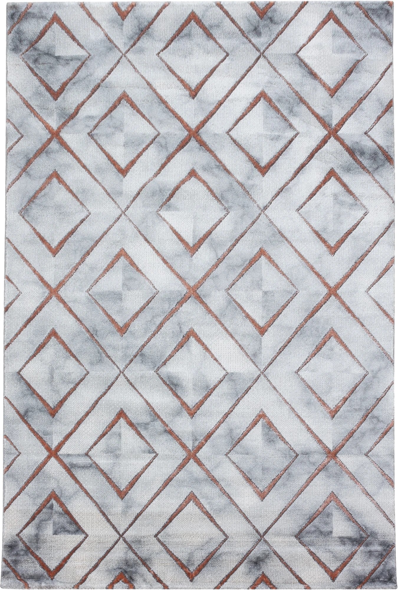 Modern Marble Effect Geometric Design Rug | Bronze