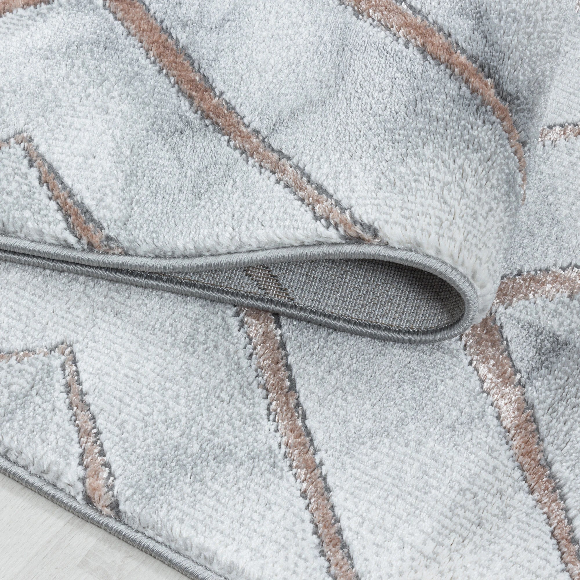 Modern Marble Effect Geometric Design Rug | Bronze