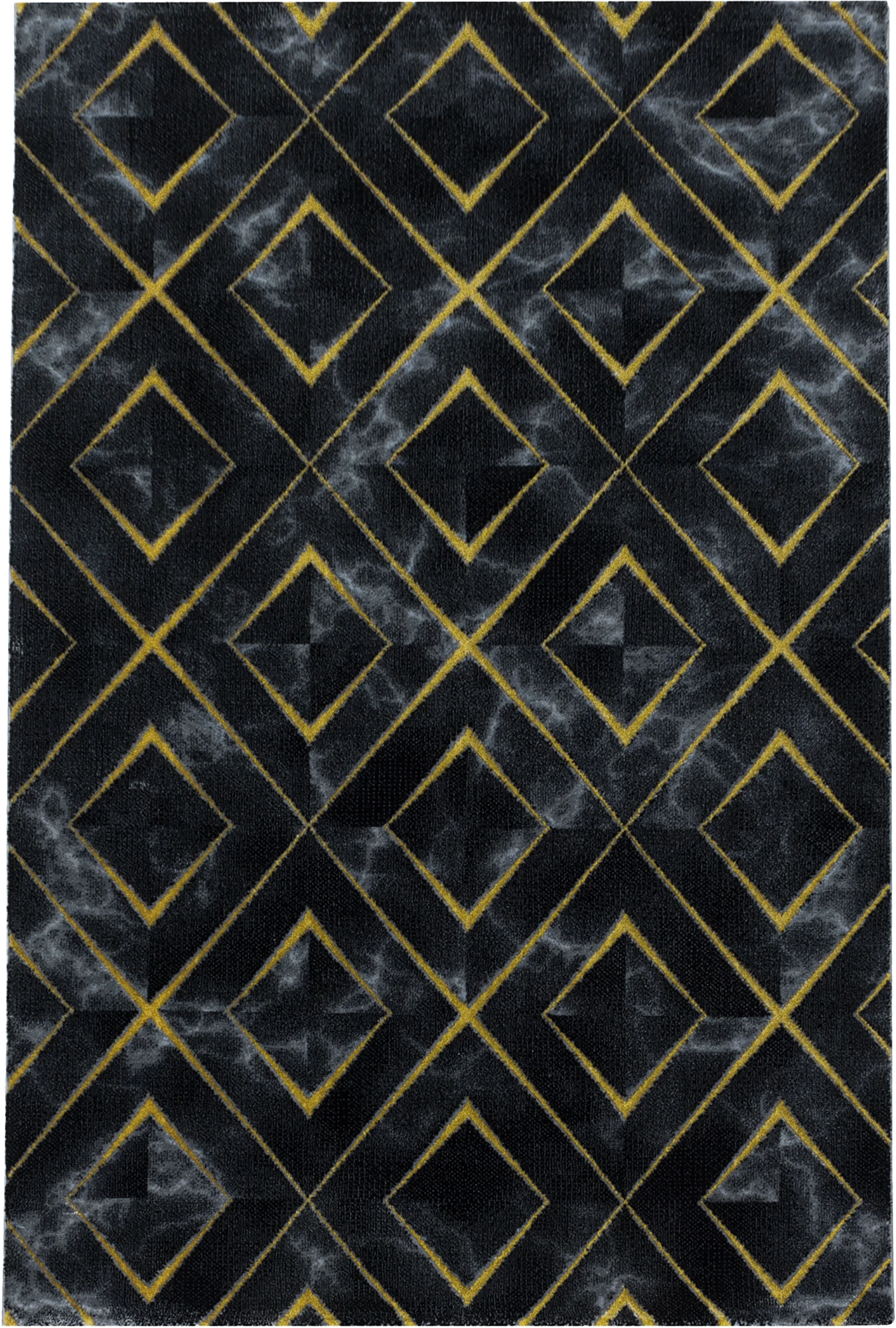 Modern Marble Look Trellis Design Area Rug | Gold