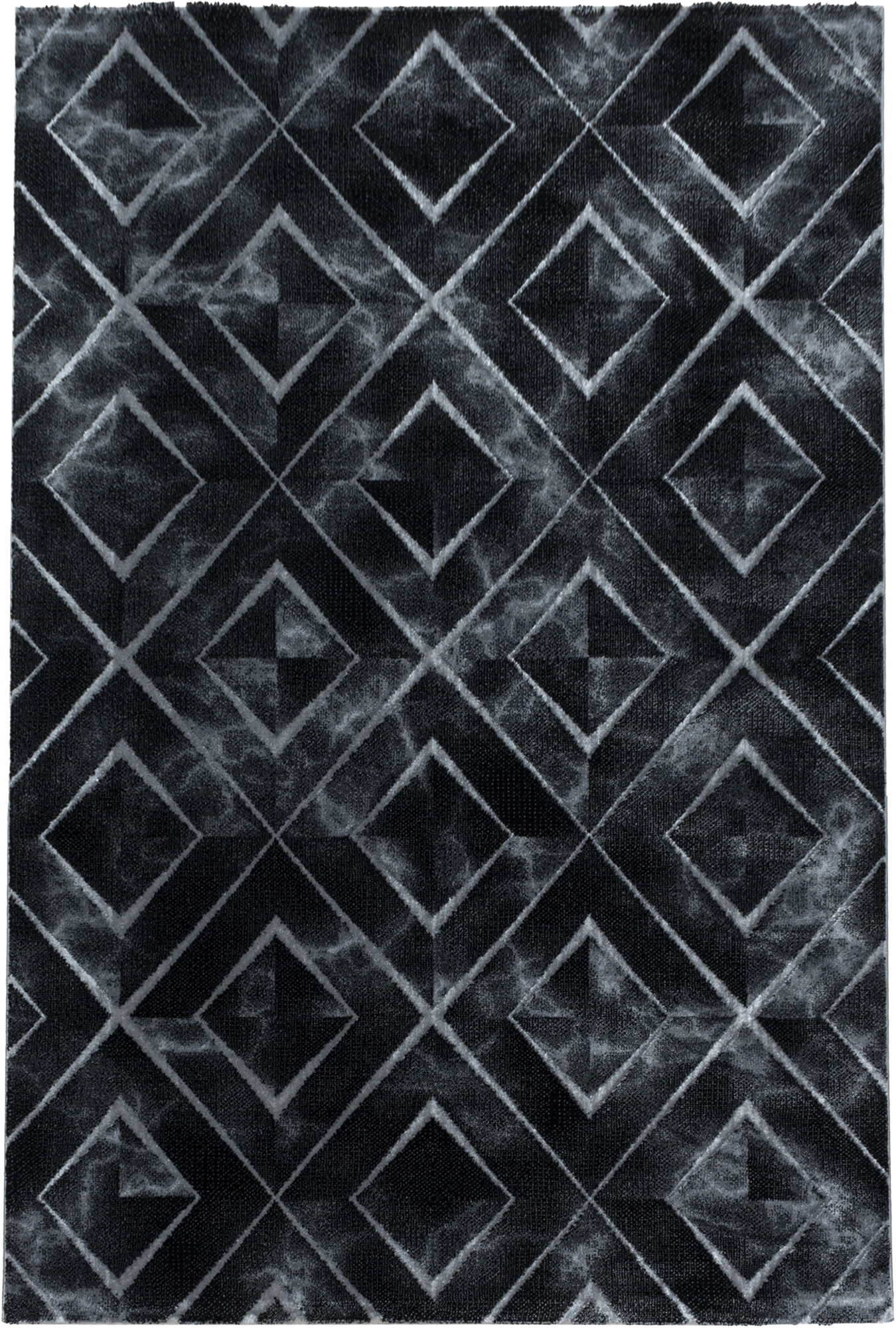 Modern Marble Look Trellis Design Area Rug | Silver