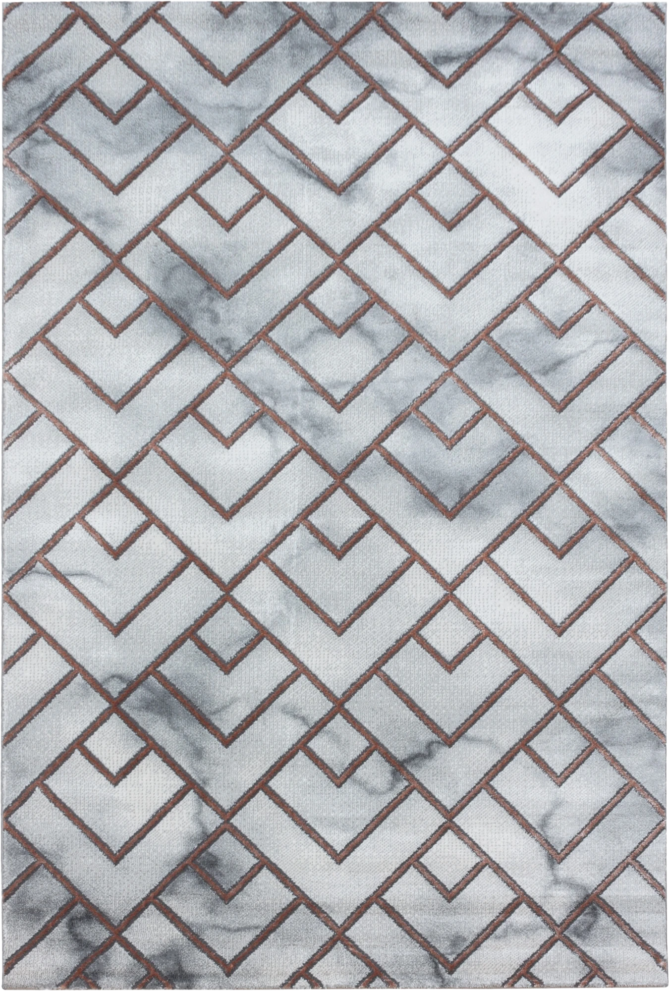 Modern Marble Look Geometric Diamond Rug | Bronze