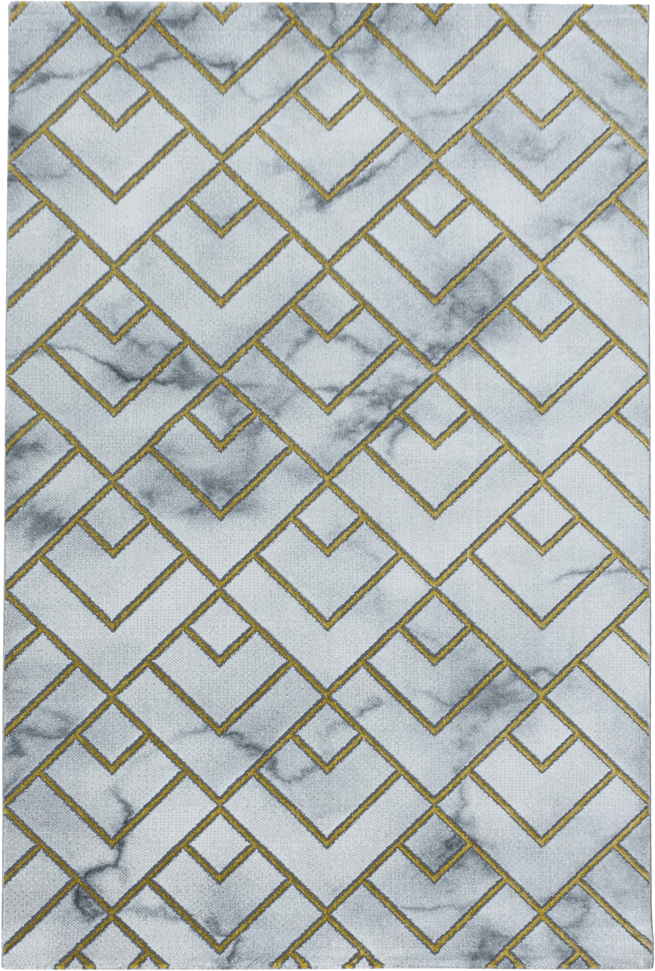 Modern Marble Look Geometric Diamond Rug | Gold