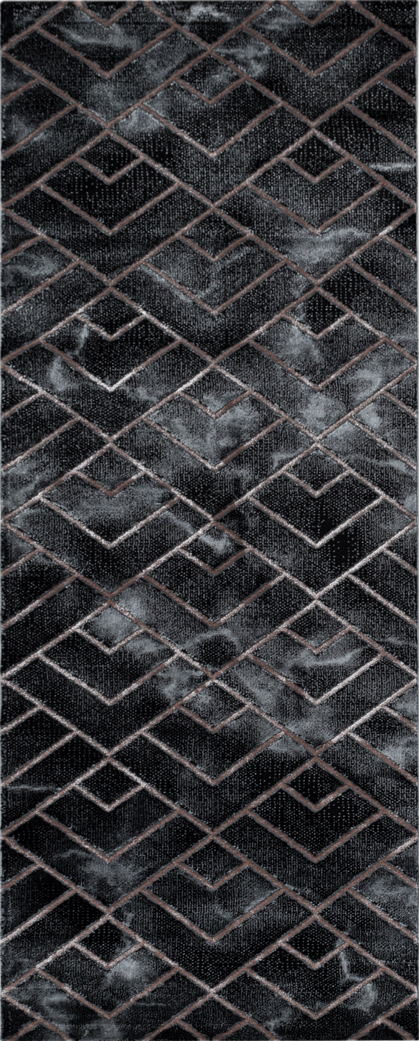 Luxury Art Deco Chevron Geometric Rug | Bronze