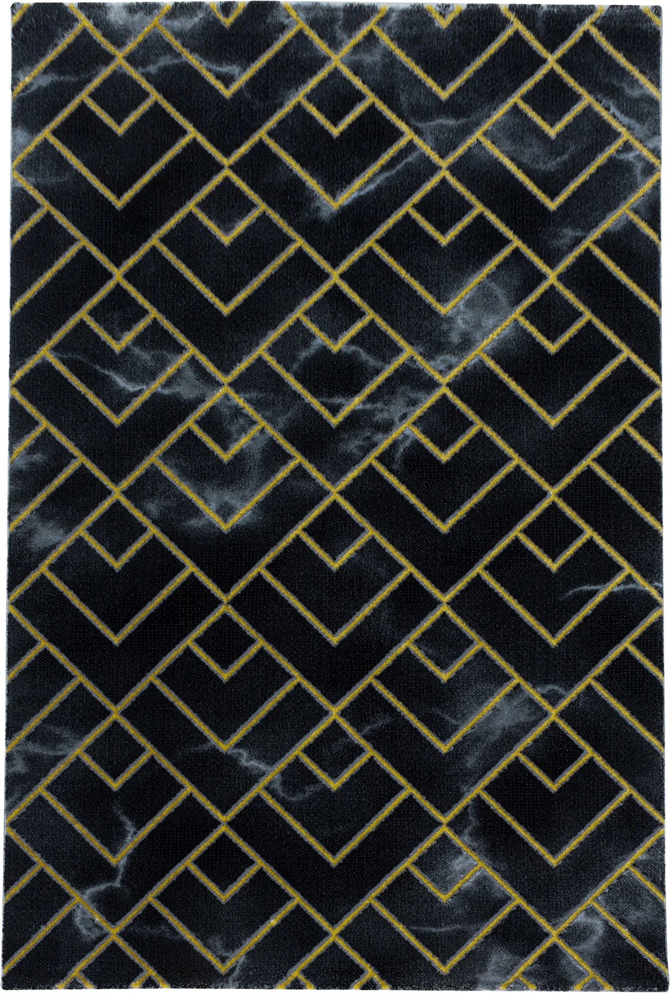 Luxury Art Deco Chevron Geometric Rug | Gold