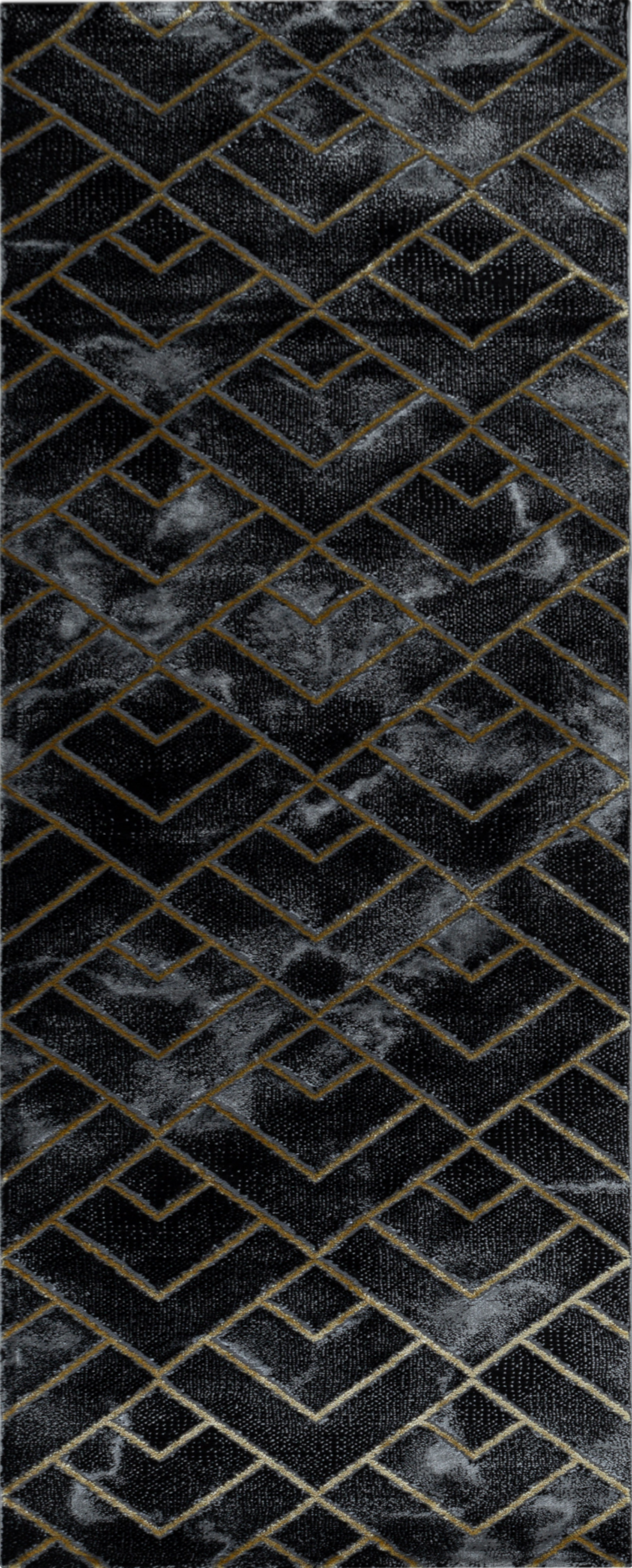 Luxury Art Deco Chevron Geometric Rug | Gold
