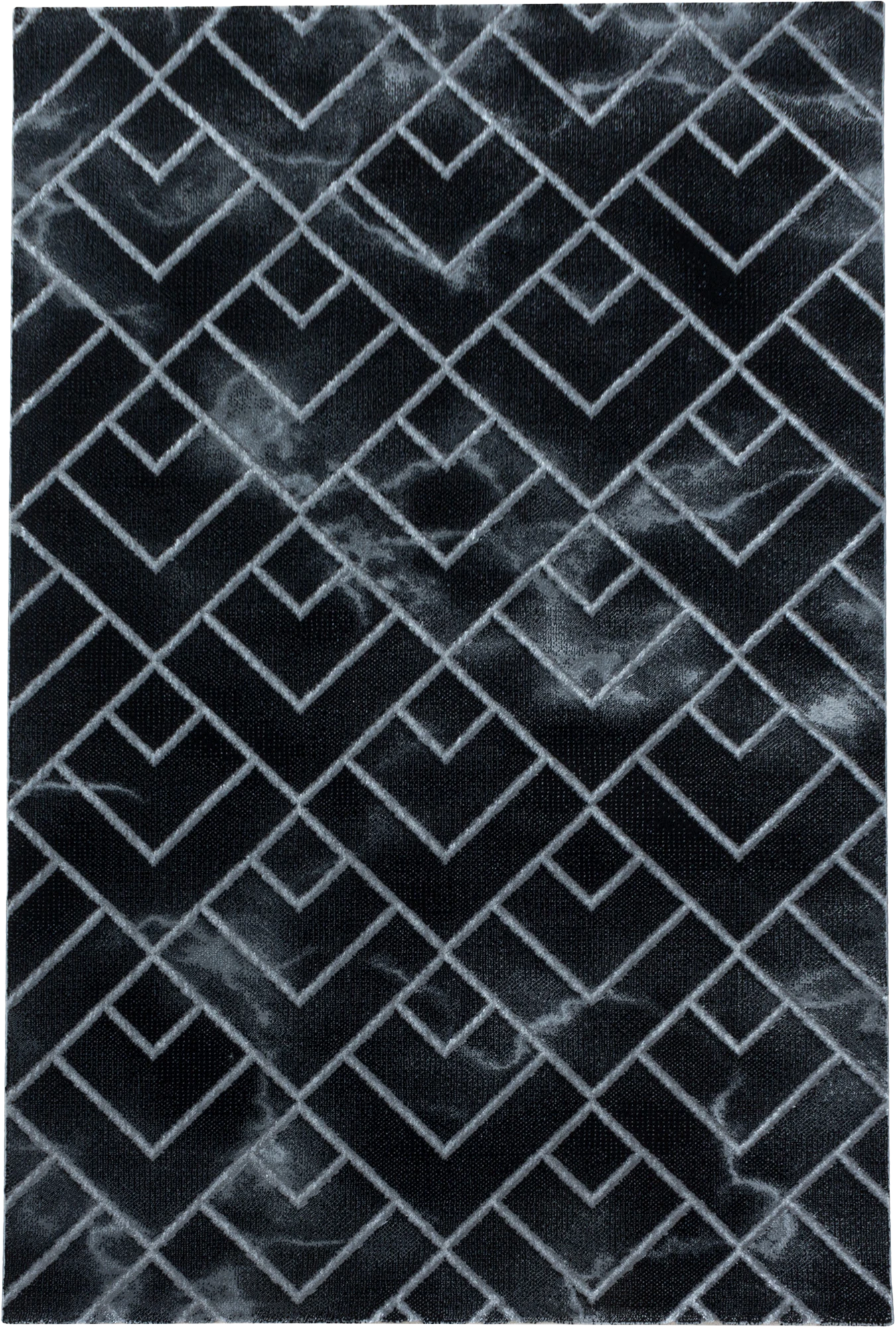 Luxury Art Deco Chevron Geometric Rug | Silver