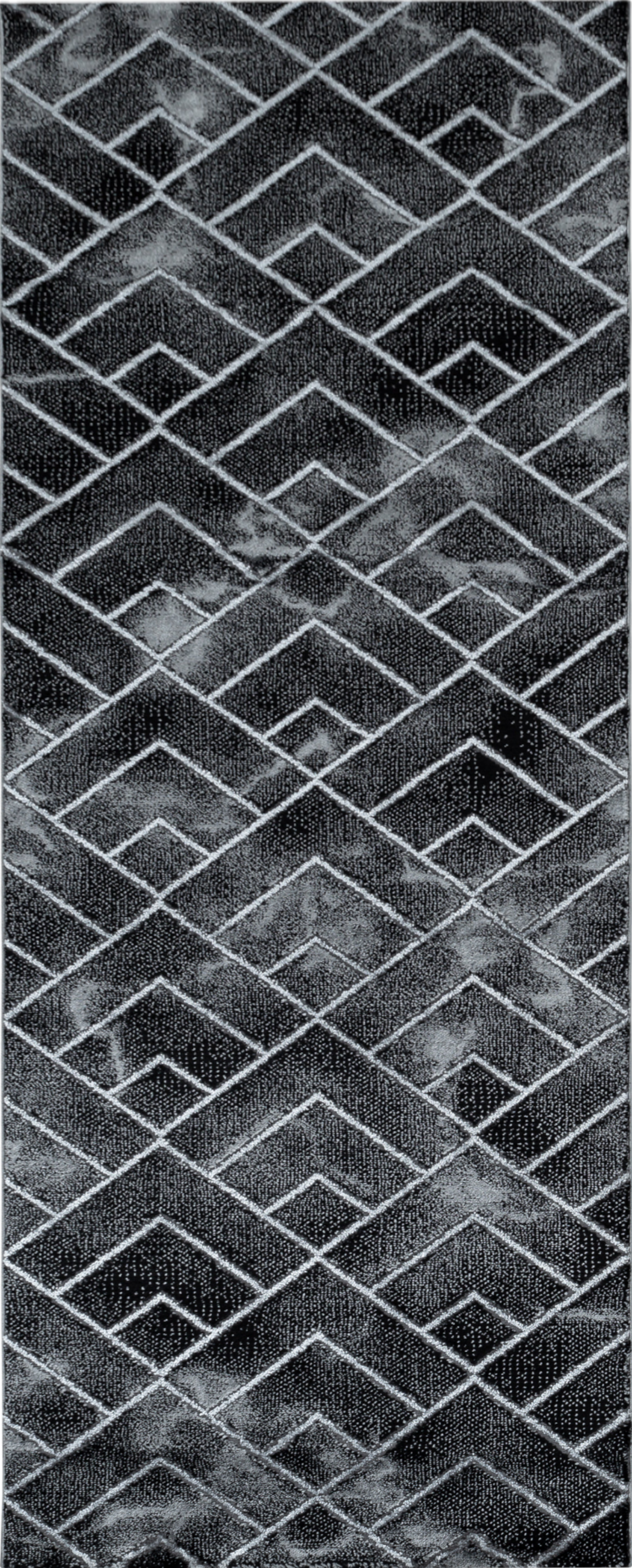 Luxury Art Deco Chevron Geometric Rug | Silver