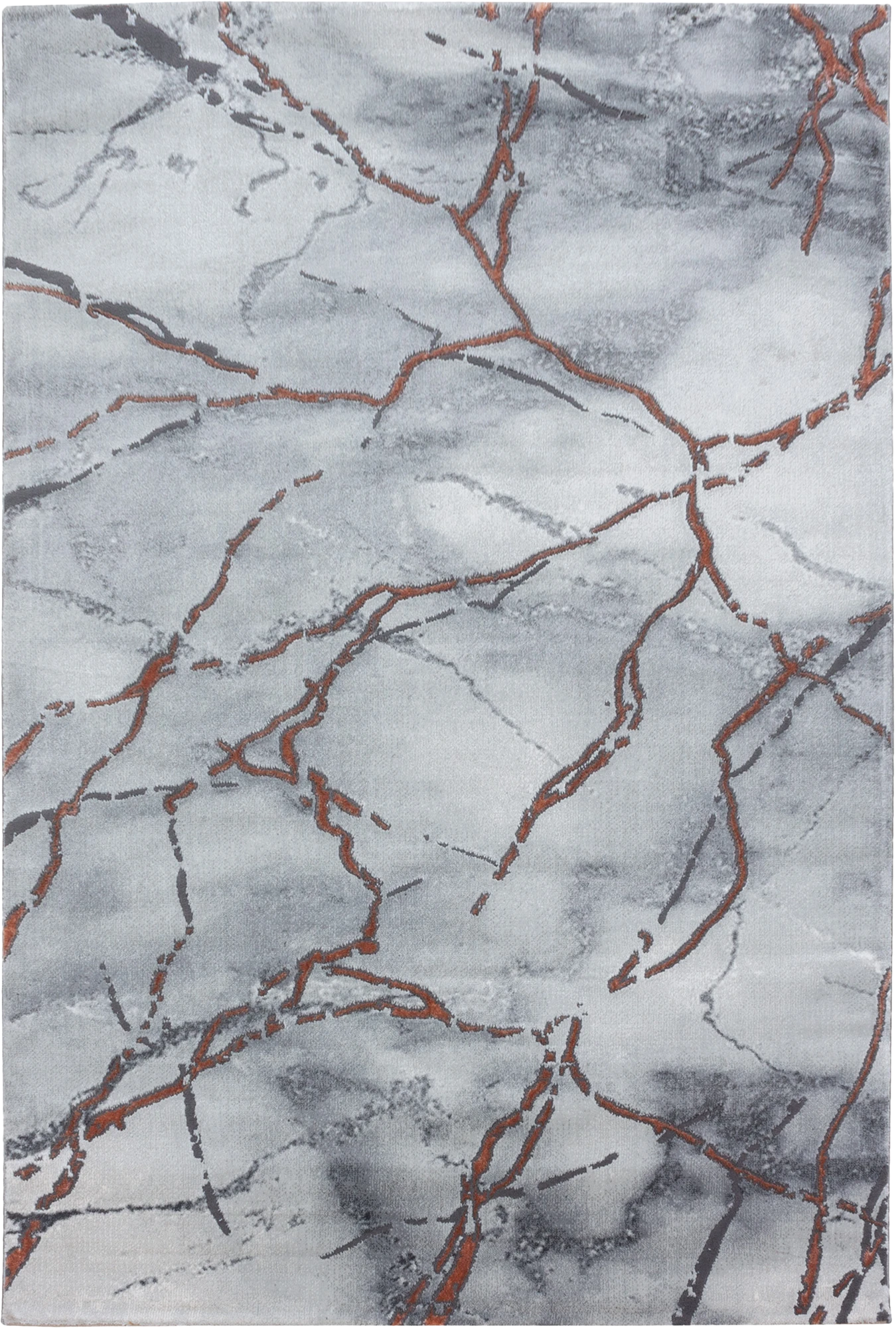 Luxury High-Gloss Marble Veins Area Rug | Bronze