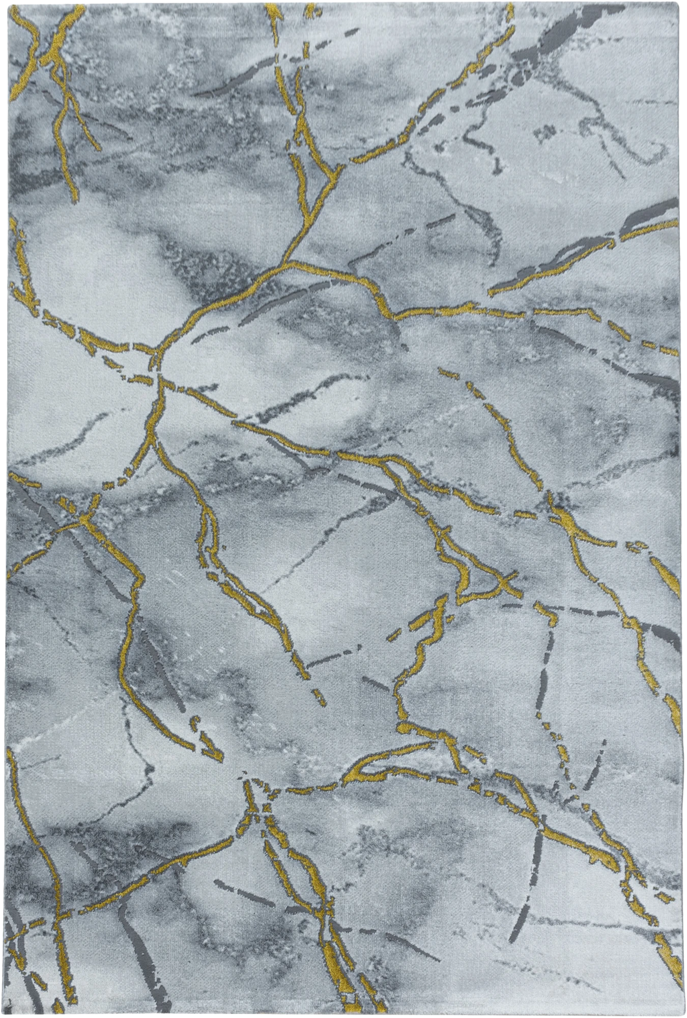 Luxury High-Gloss Marble Veins Area Rug | Gold
