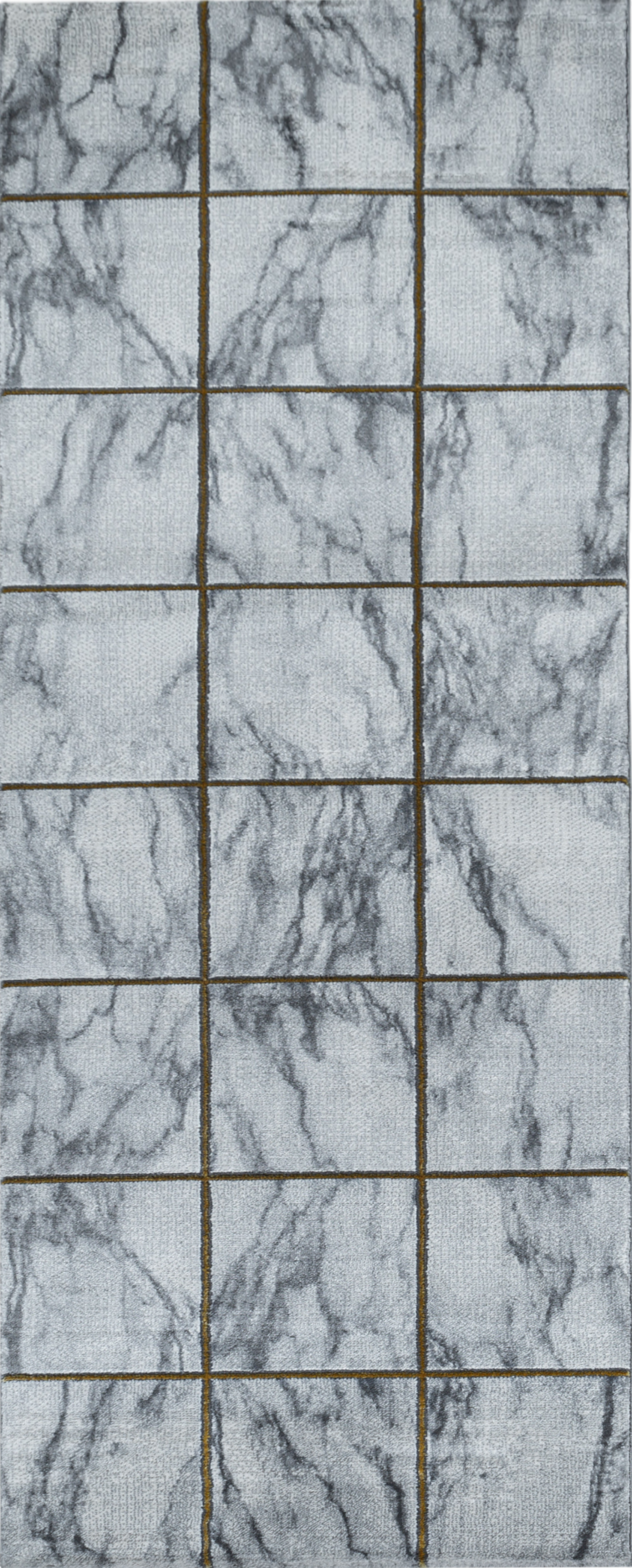 Tappeto in Finta Pietra con Motivo a Mosaico Quadrato | Oro