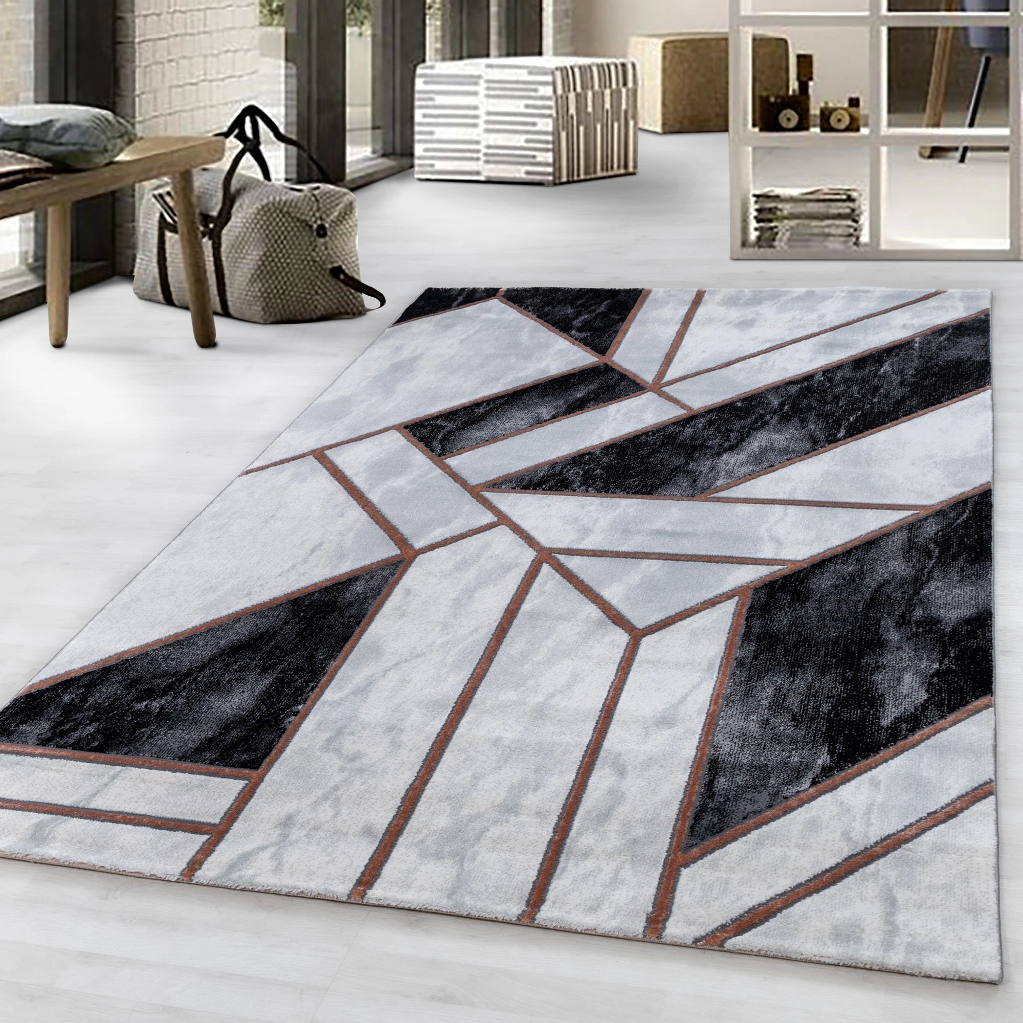 Modern Abstract Surface Area Rug | Bronze