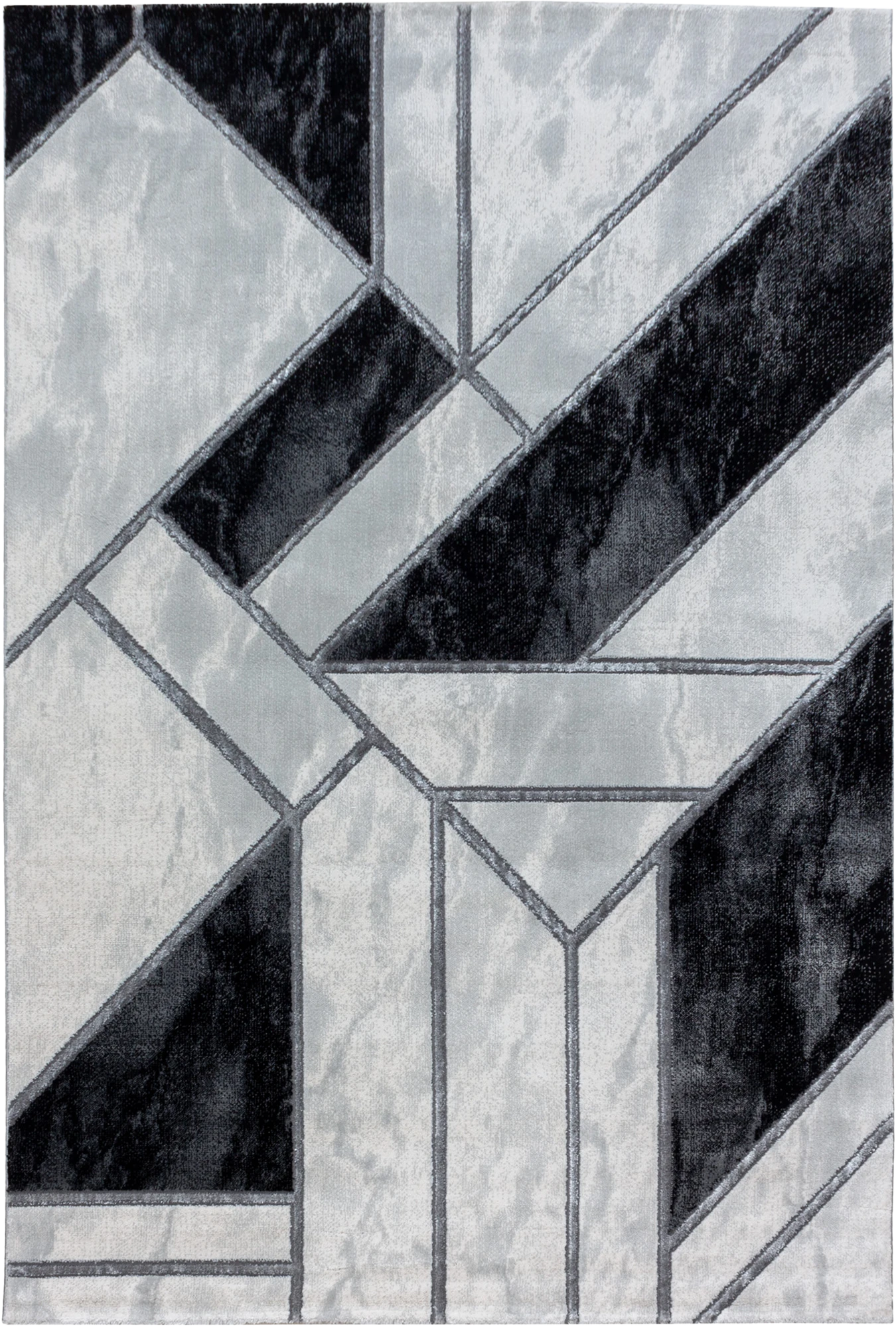Modern Abstract Surface Area Rug | Silver
