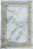 Modern Greek Key Marble Look Border Area Rug | Gold 