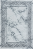 Modern Greek Key Marble Look Border Area Rug | Silver 