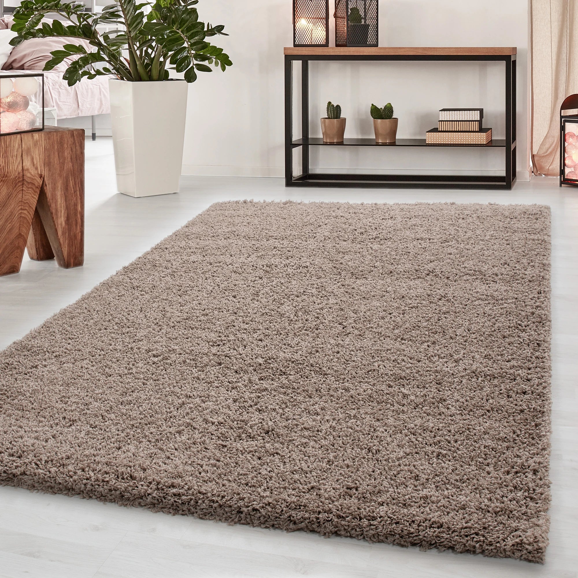 Minimalist Color Plain Cozy Shaggy | Beige
