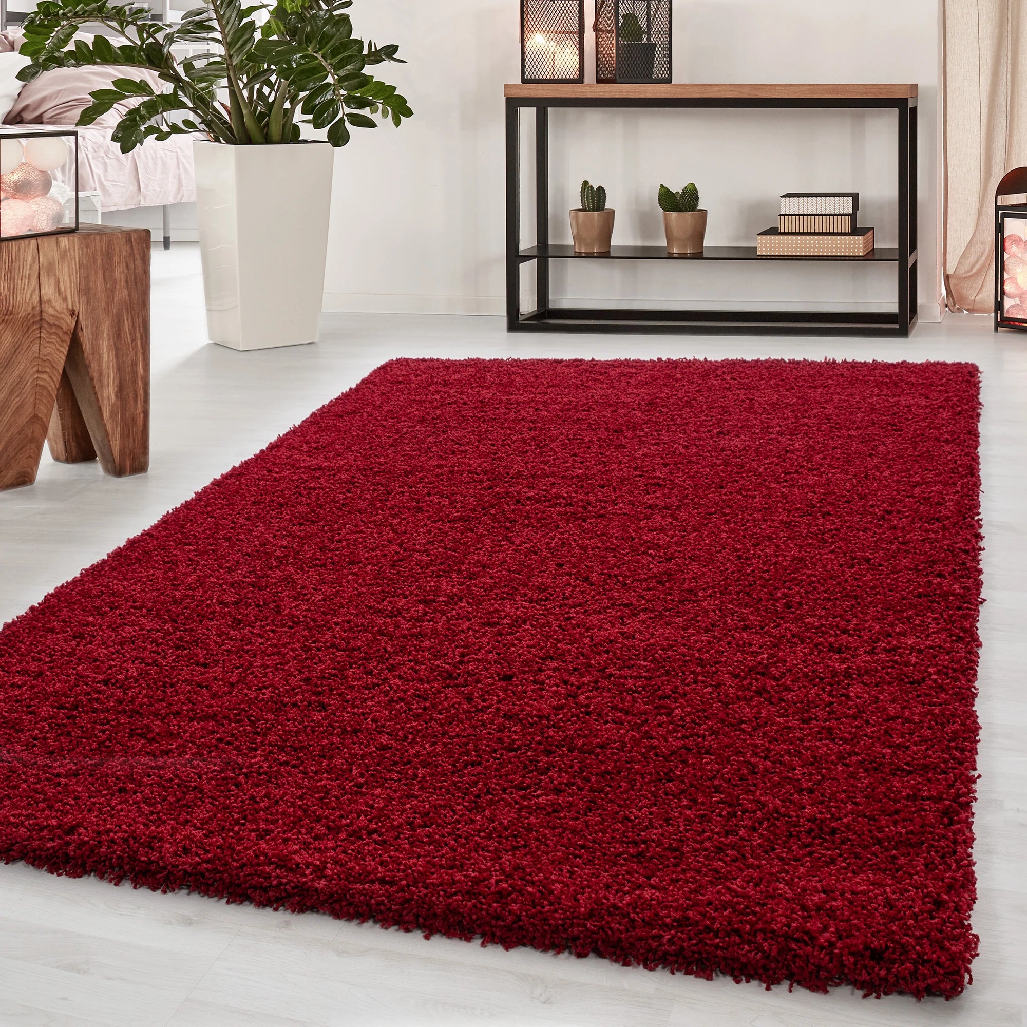 Minimalist Color Plain Cozy Shaggy | Red