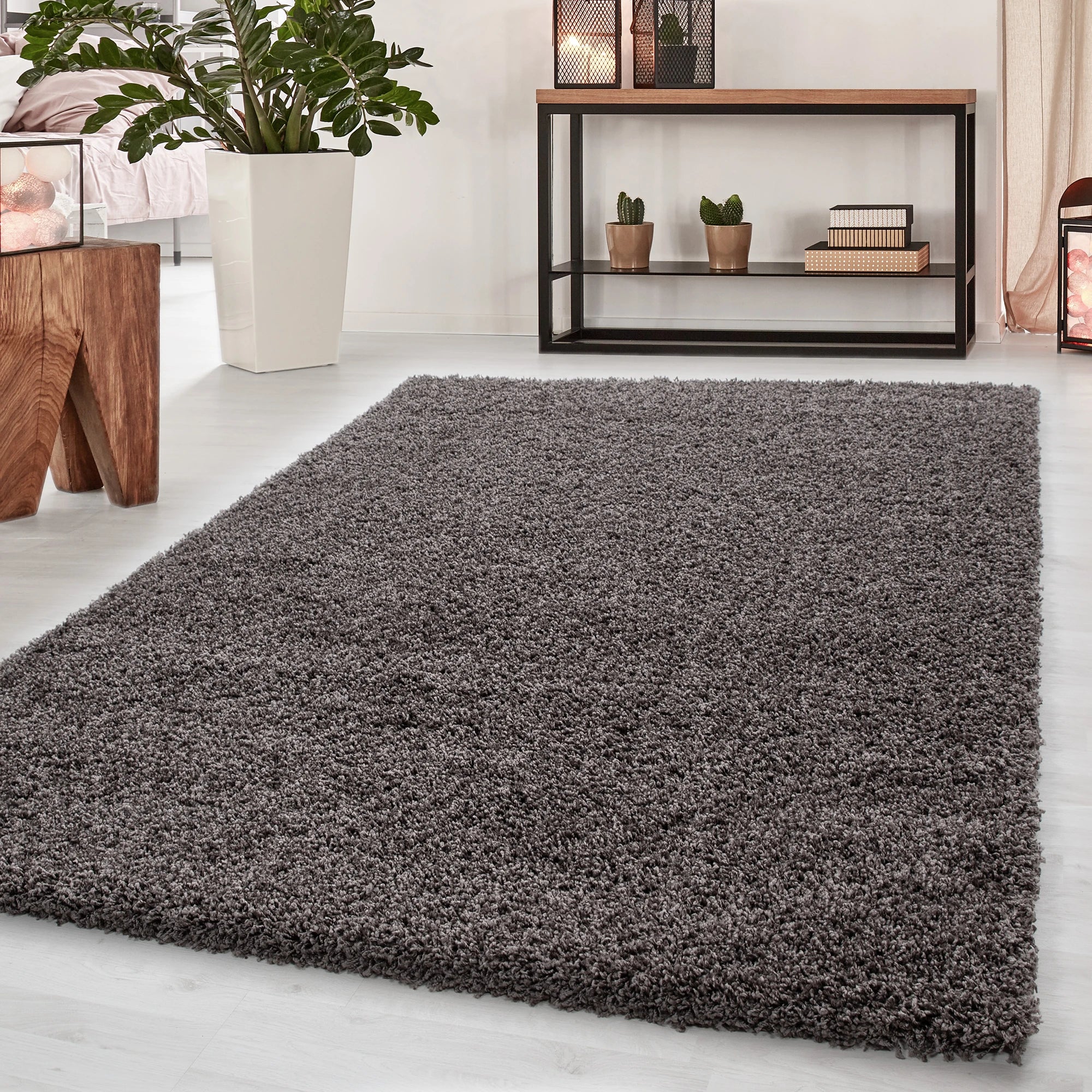 Minimalist Color Plain Cozy Shaggy | Taupe