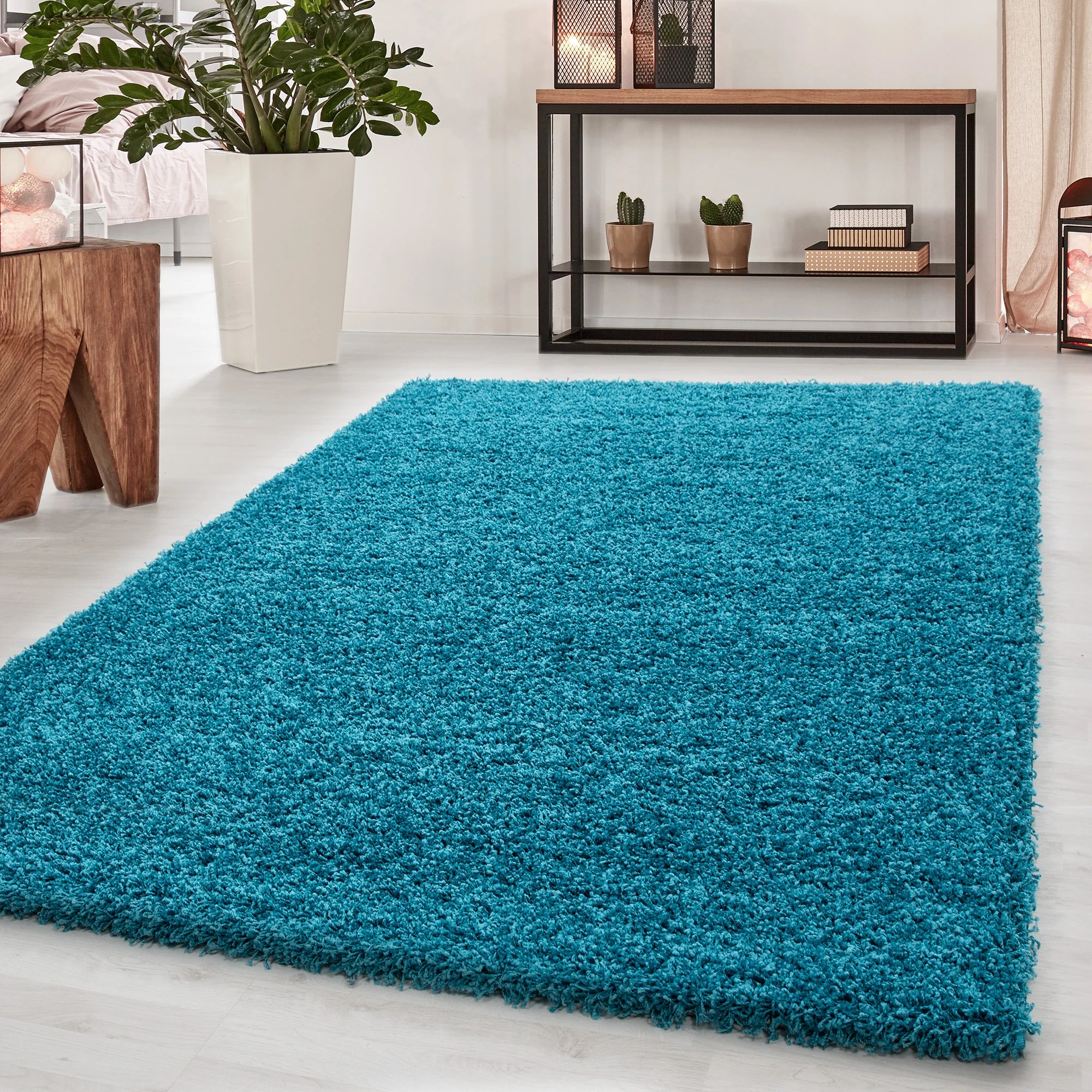 Minimalist Color Plain Cozy Shaggy | Turquoise