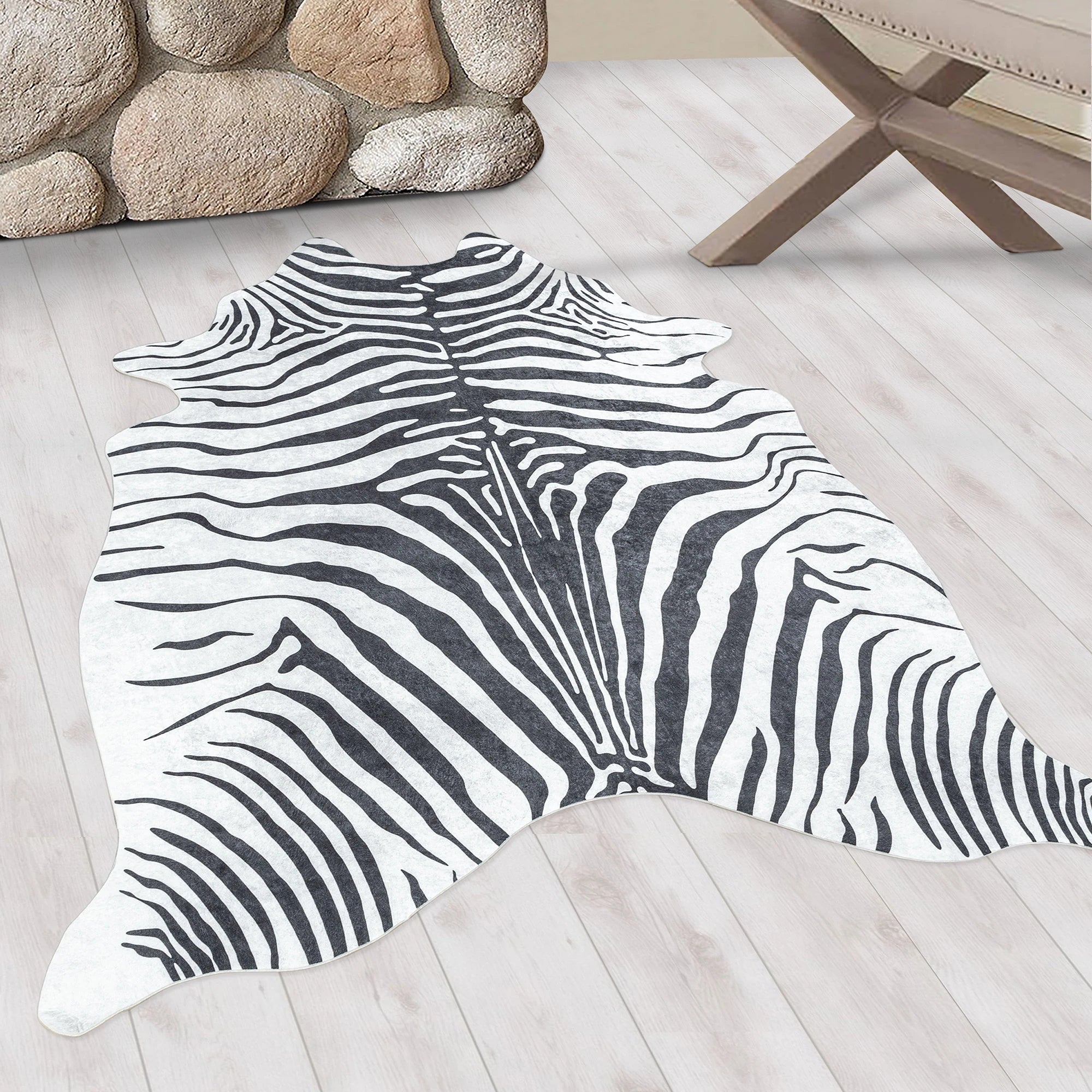 Zebra Skin Imitation Modern Rug | Black