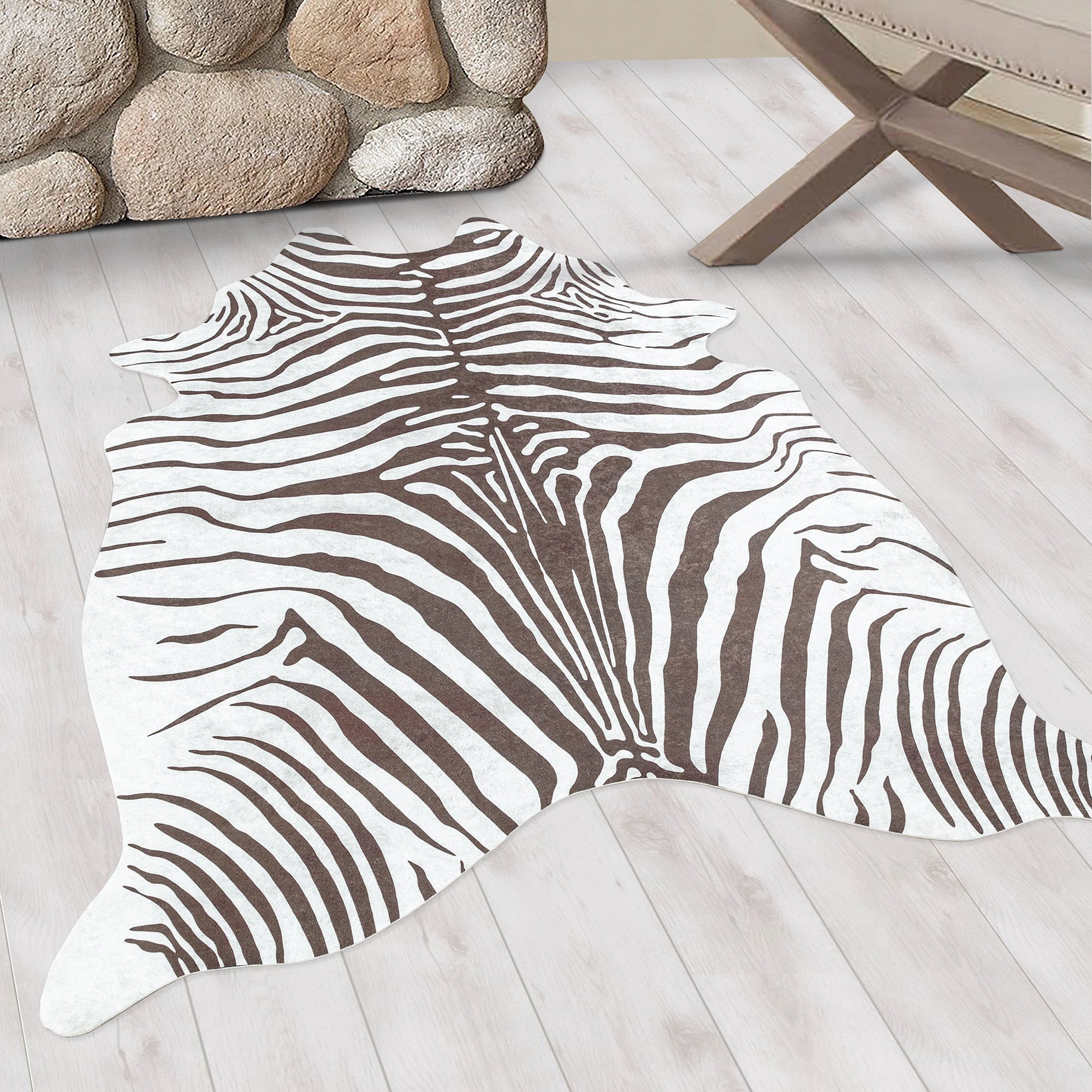 Zebra Skin Imitation Modern Rug | Brown