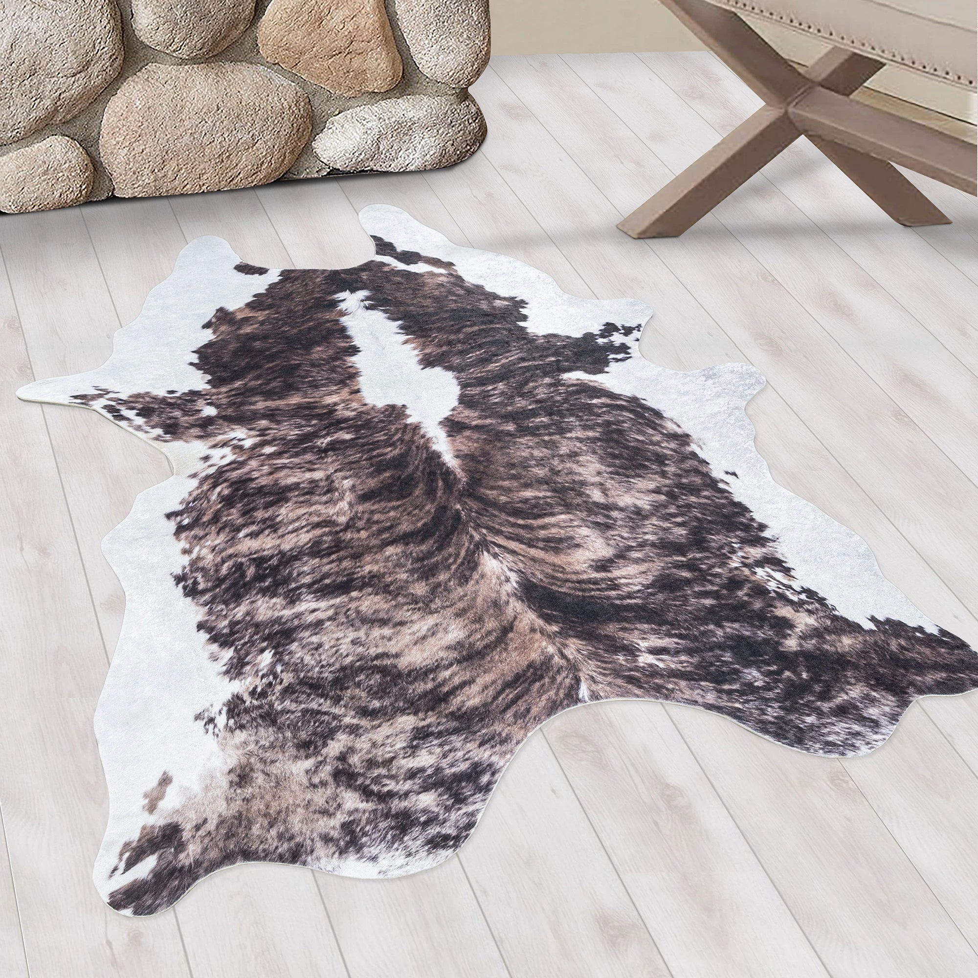 Cowhide Skin Imitation Area Rug | Brown