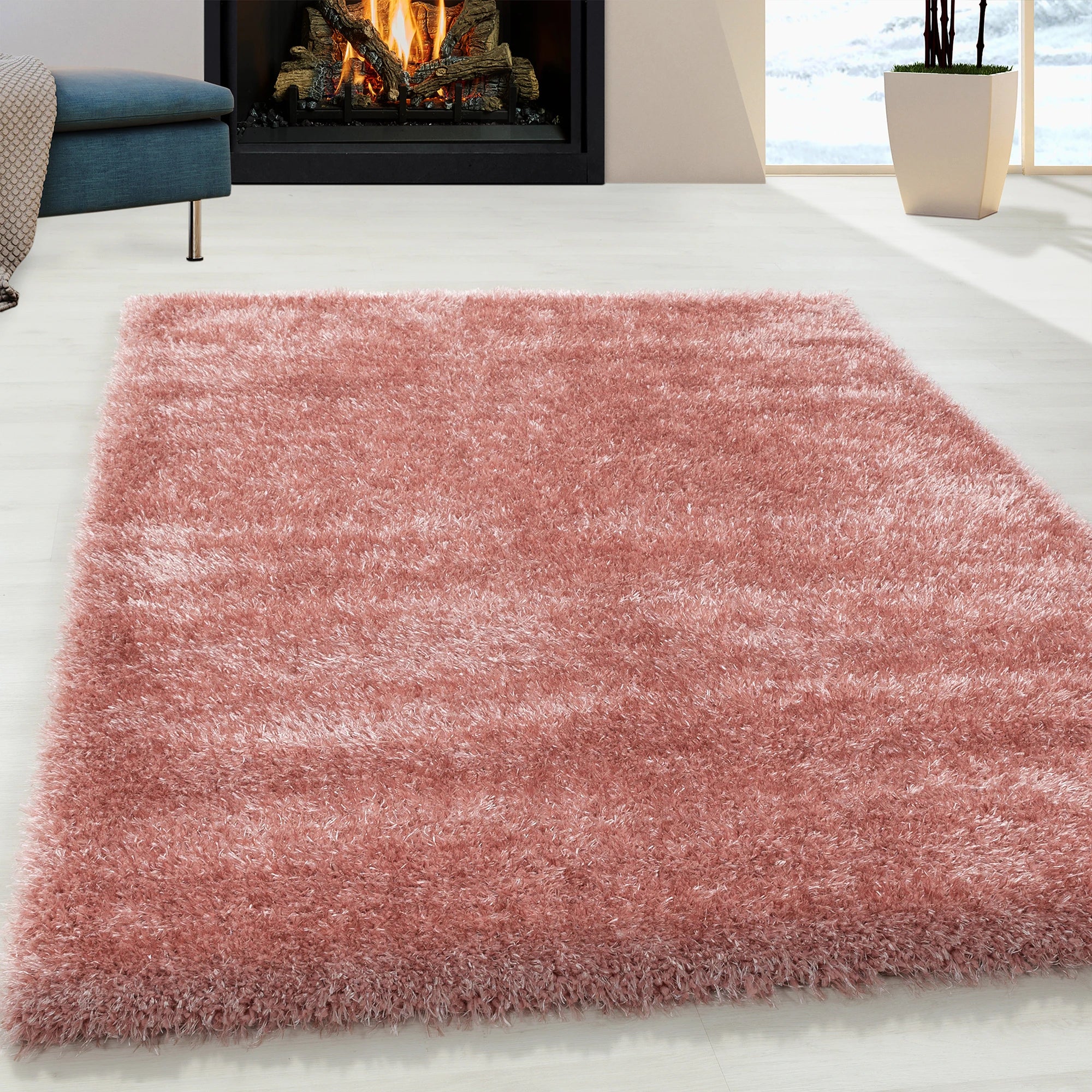 Plain Color Chic Shaggy Rug | Pink