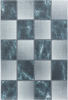 Abstract Marble Effect Checkerboard Area Rug | Blue 