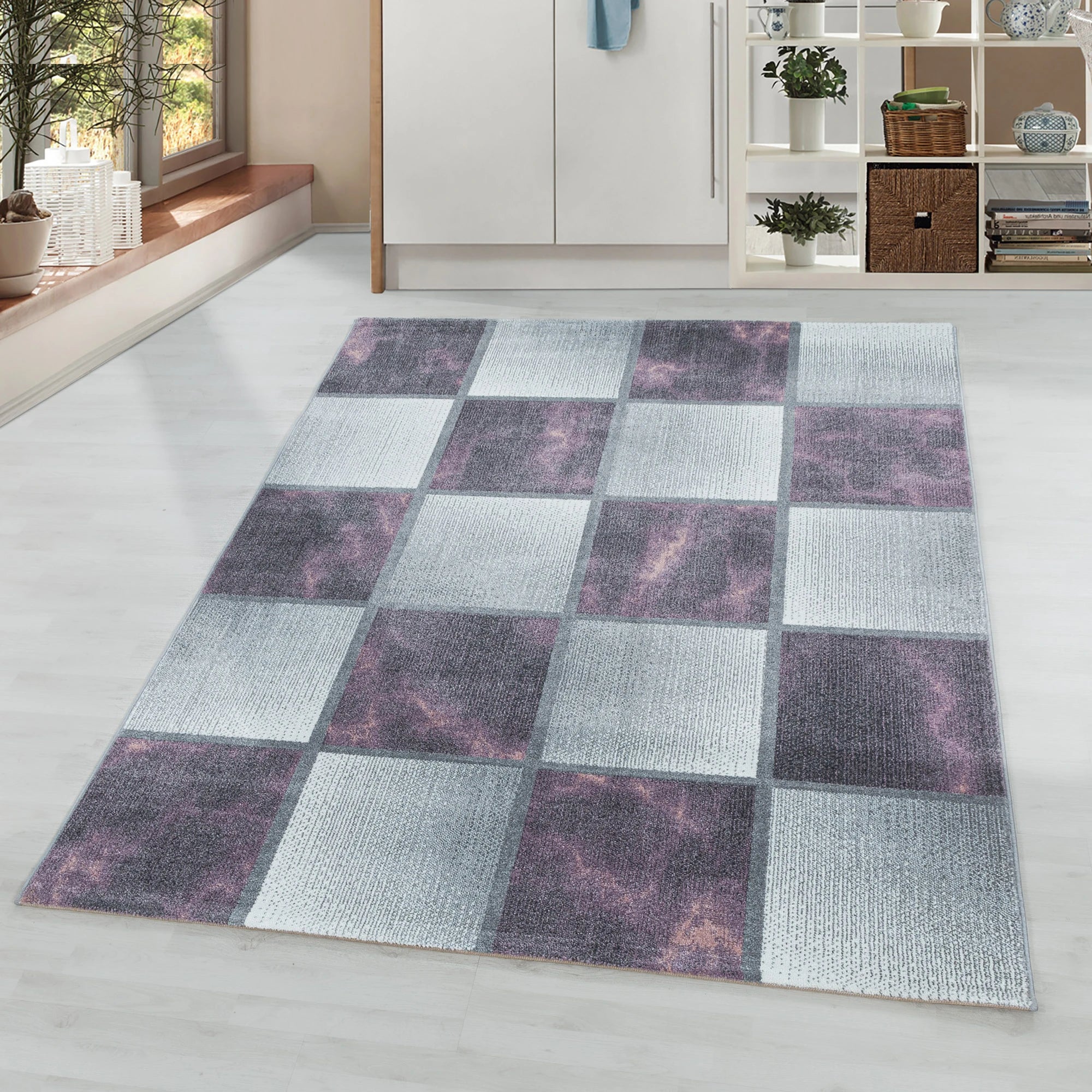 Abstract Marble Effect Checkerboard Area Rug | Lila