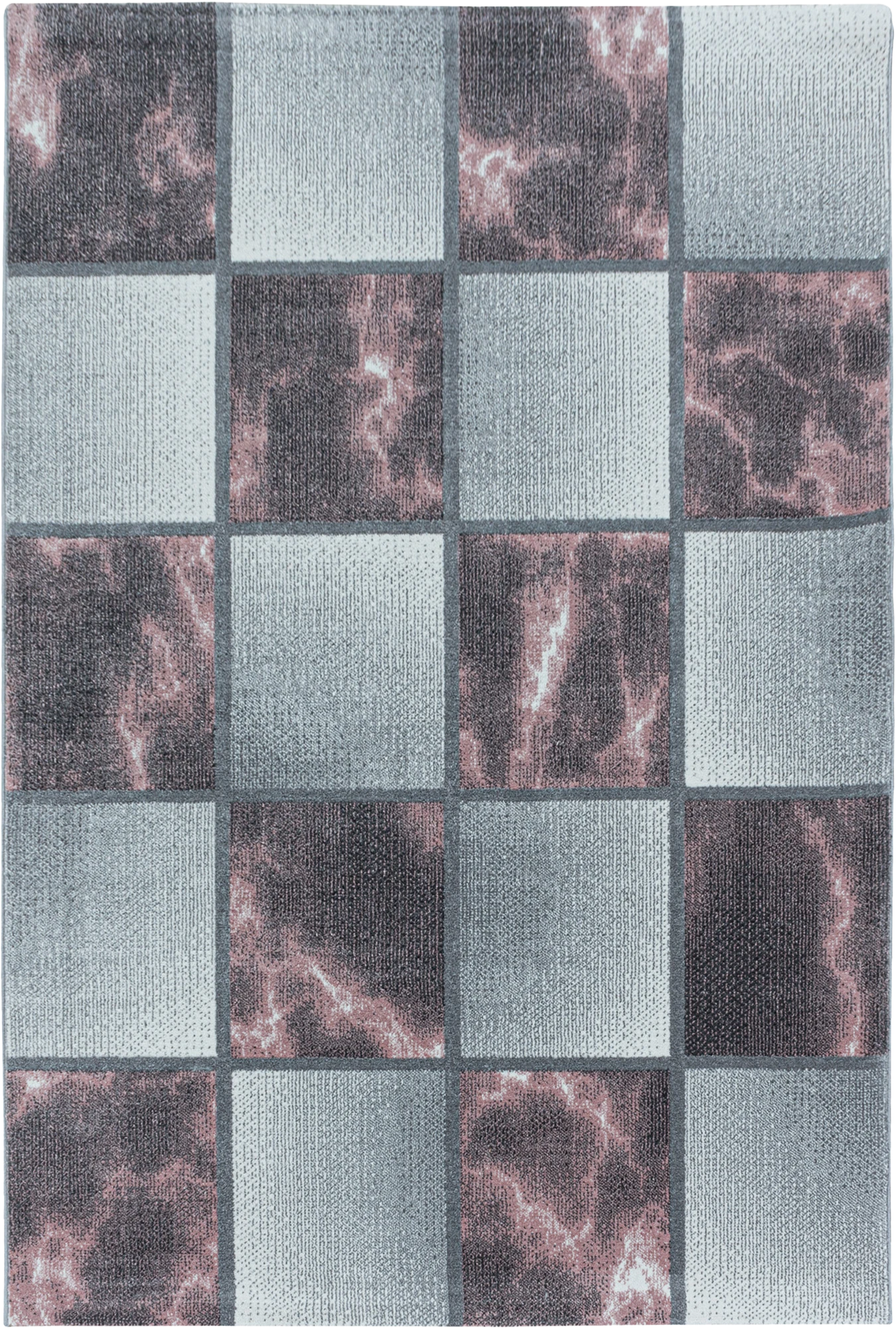 Abstract Marble Effect Checkerboard Area Rug | Rose