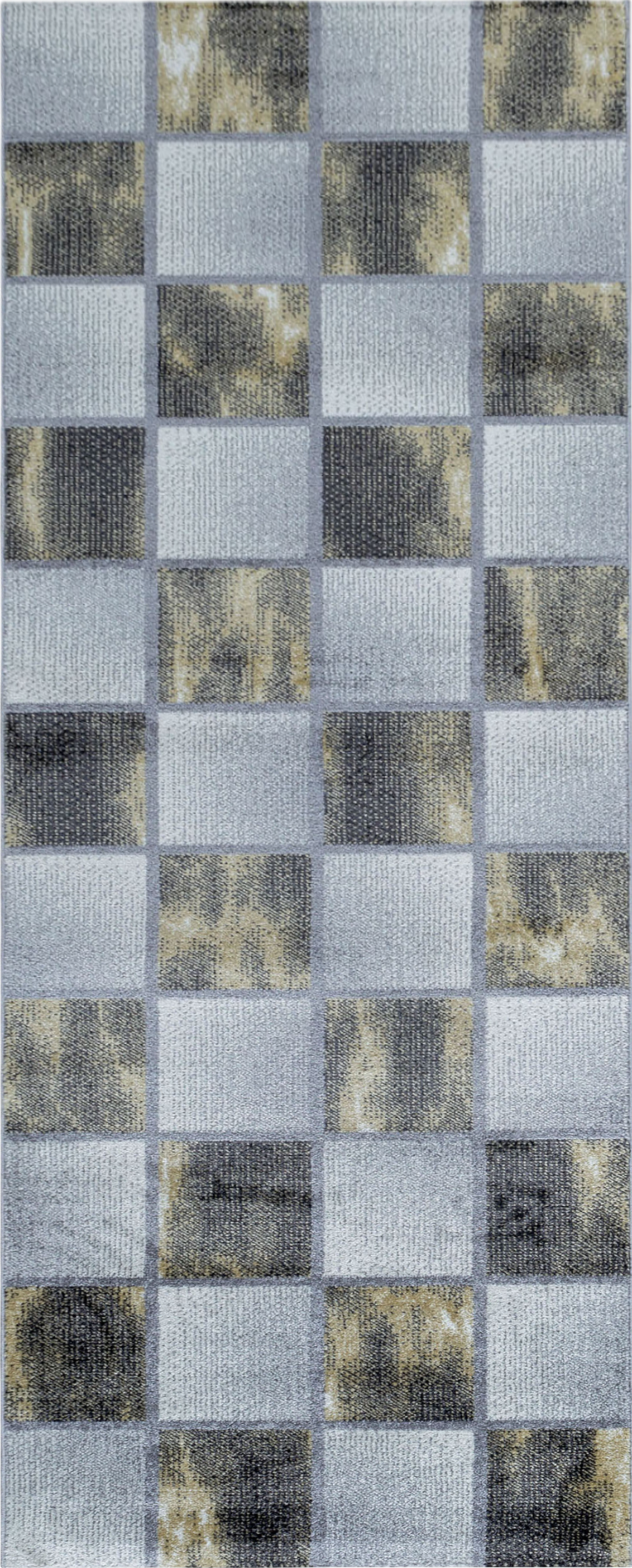 Abstract Marble Effect Checkerboard Area Rug | Yellow