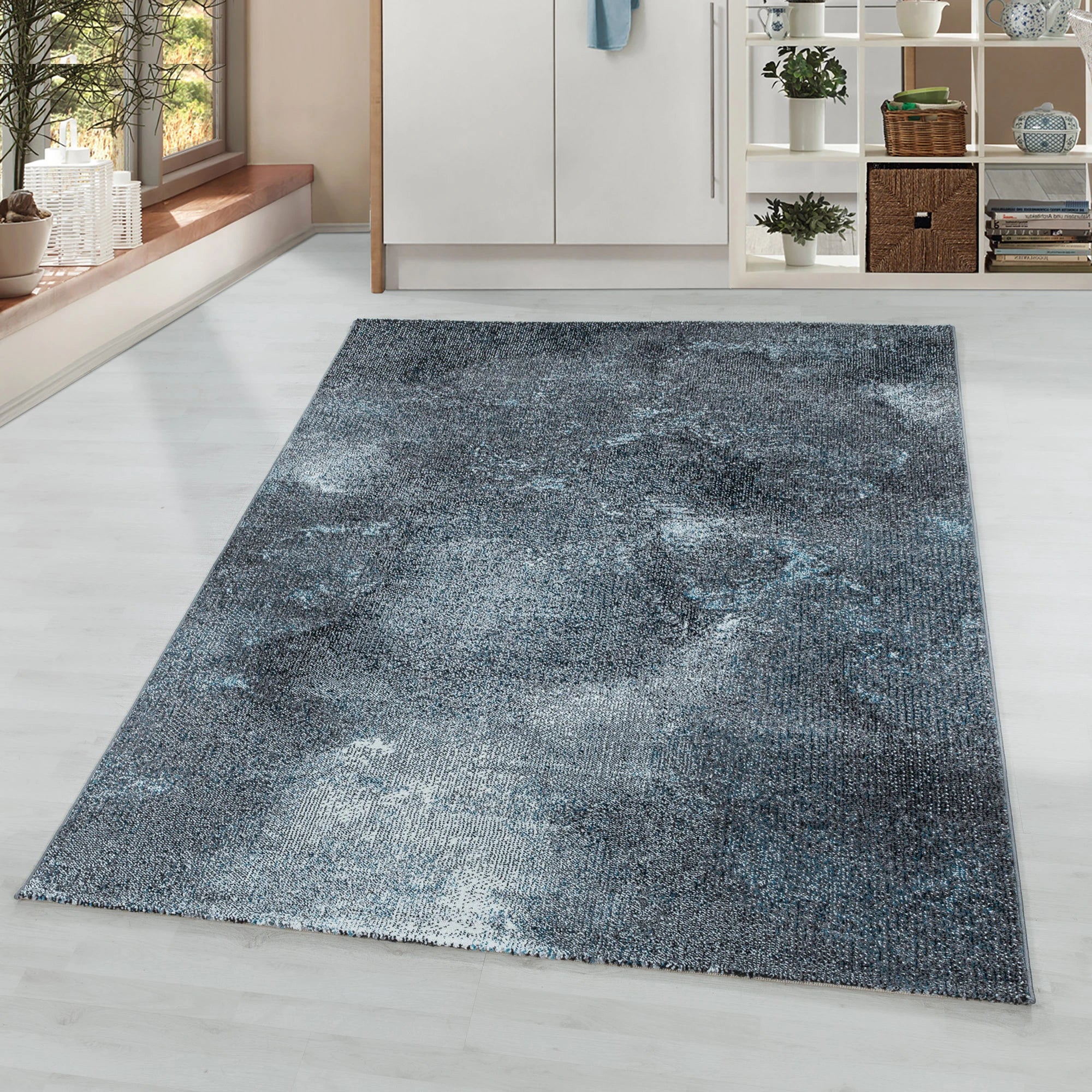 High-Shine Watercolour Effect Carpet | Blue