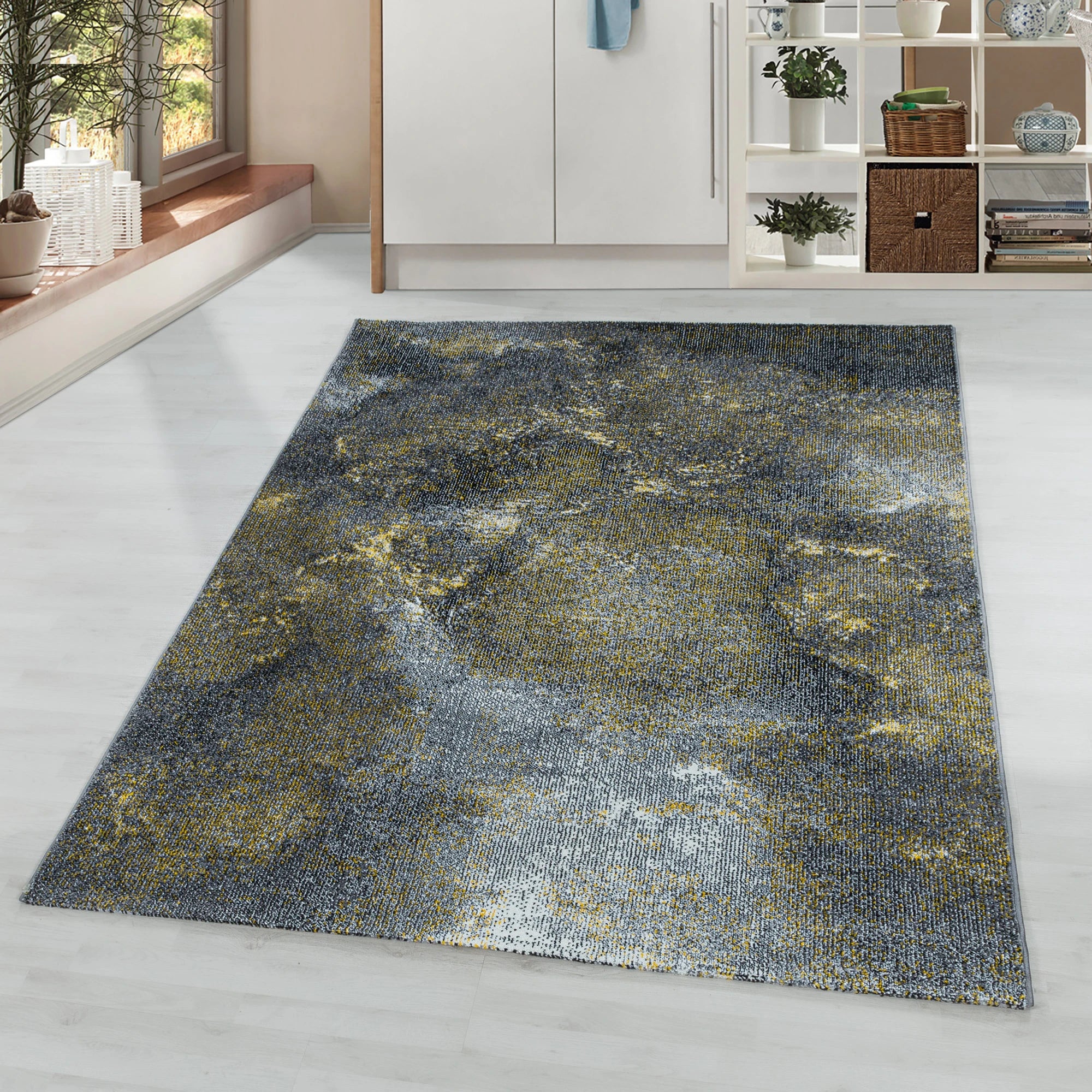 High-Shine Watercolour Effect Carpet | Yellow